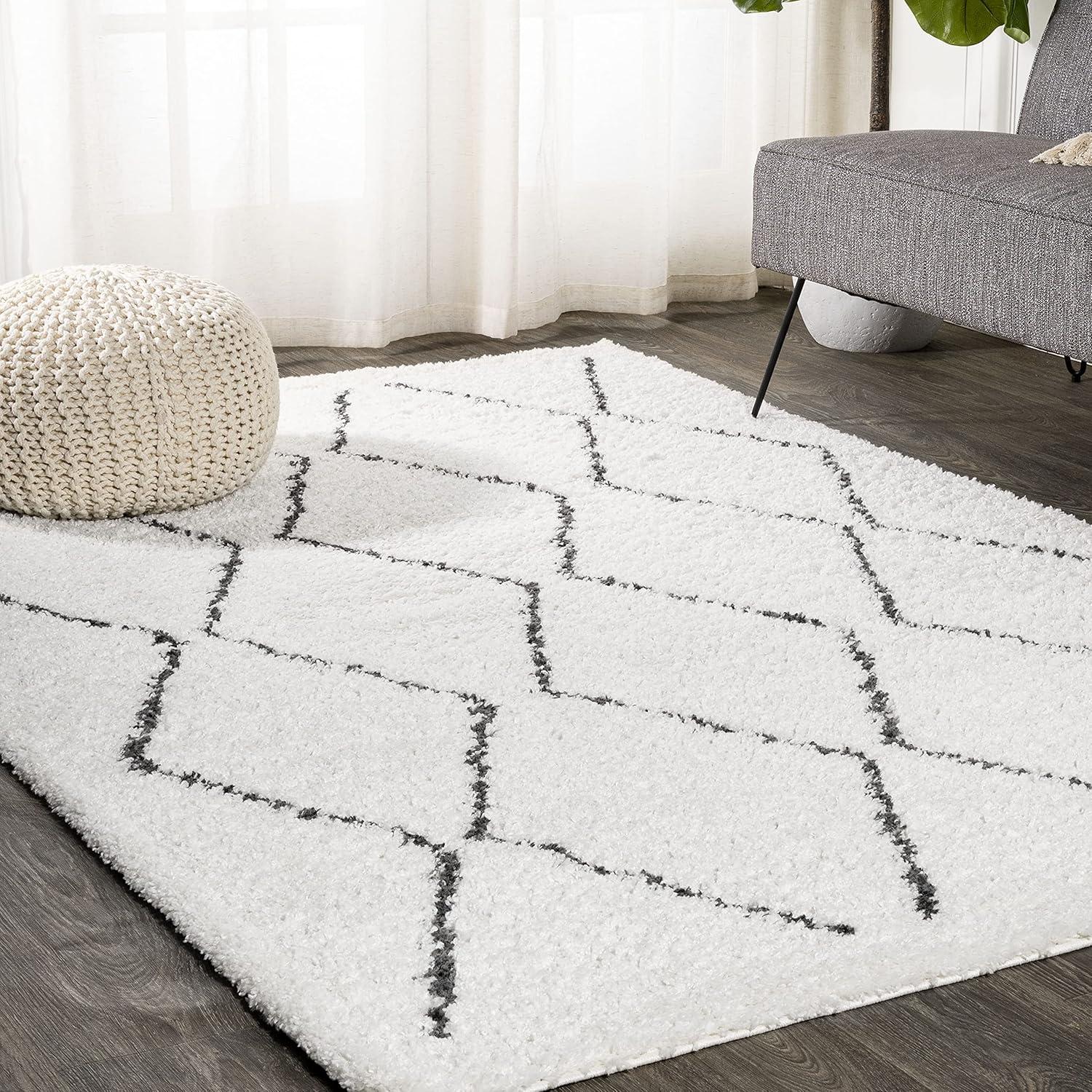 imageJONATHAN Y Catala Moroccan Diamond Shag WhiteGray Runner Rug 2x8 Bohemian Contemporary EasyCleaning for Living Room Bedroom Kitchen Pet Friendly NonShedding MOH405A28WhiteGray