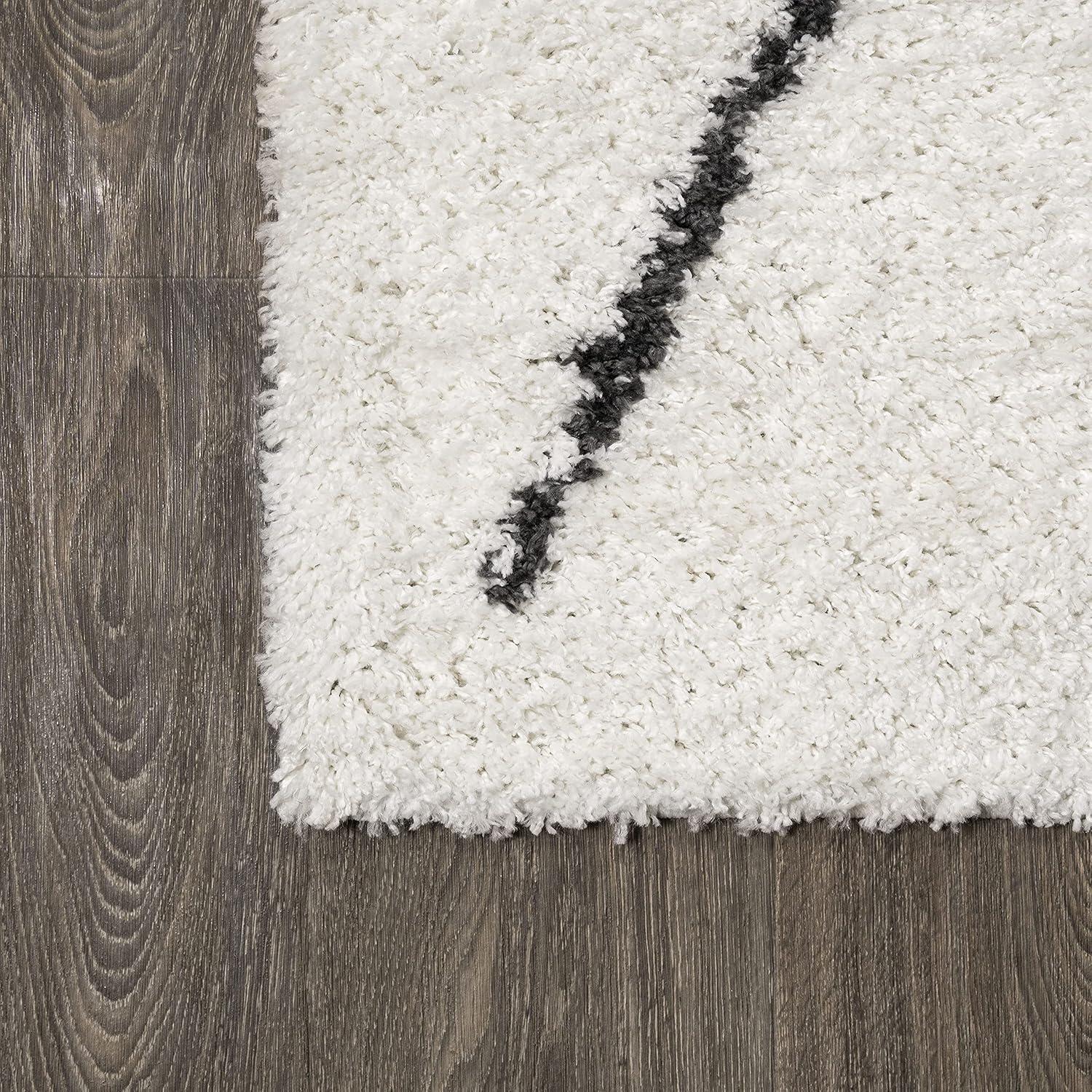 imageJONATHAN Y Catala Moroccan Diamond Shag WhiteGray Runner Rug 2x8 Bohemian Contemporary EasyCleaning for Living Room Bedroom Kitchen Pet Friendly NonShedding MOH405A28WhiteGray