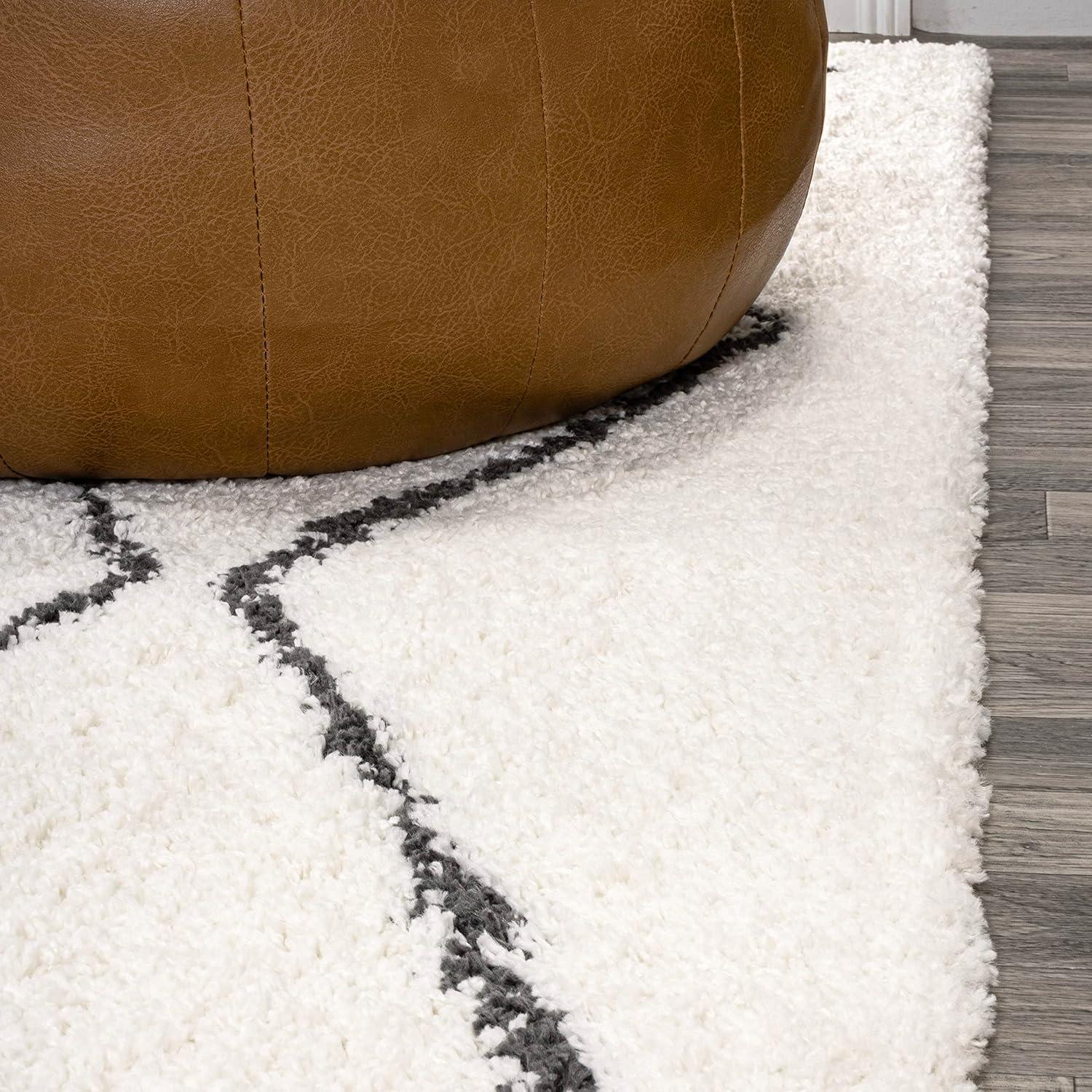 imageJONATHAN Y Catala Moroccan Diamond Shag WhiteGray Runner Rug 2x8 Bohemian Contemporary EasyCleaning for Living Room Bedroom Kitchen Pet Friendly NonShedding MOH405A28WhiteGray