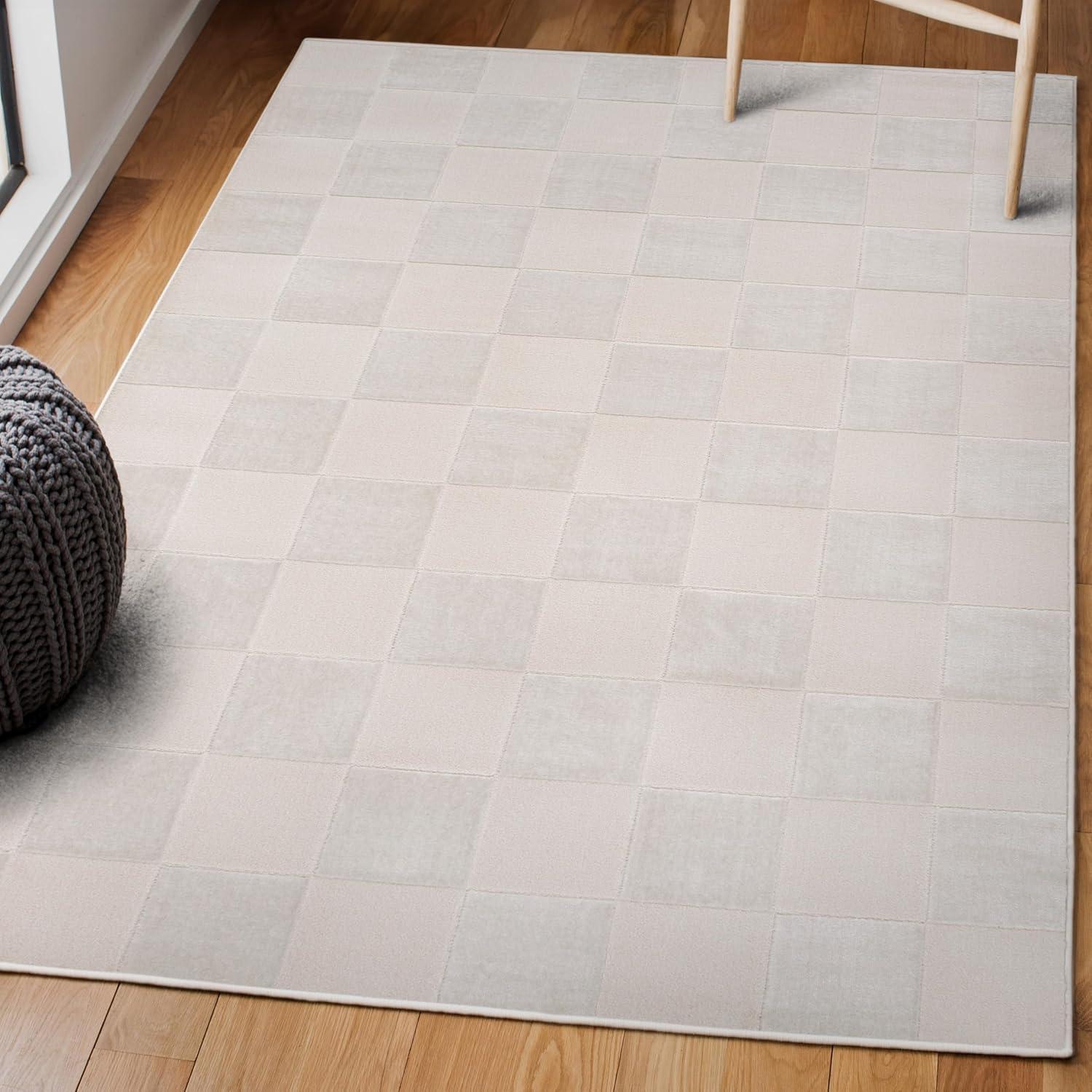imageJONATHAN Y Checkerboard HighLow Runner Rug 2X8 WhiteCream Thea Modern Geometric for Living Room Bedroom Kitchen Office EasyCleaning High Traffic PetFriendly NonShedding SND103B28WhiteCream
