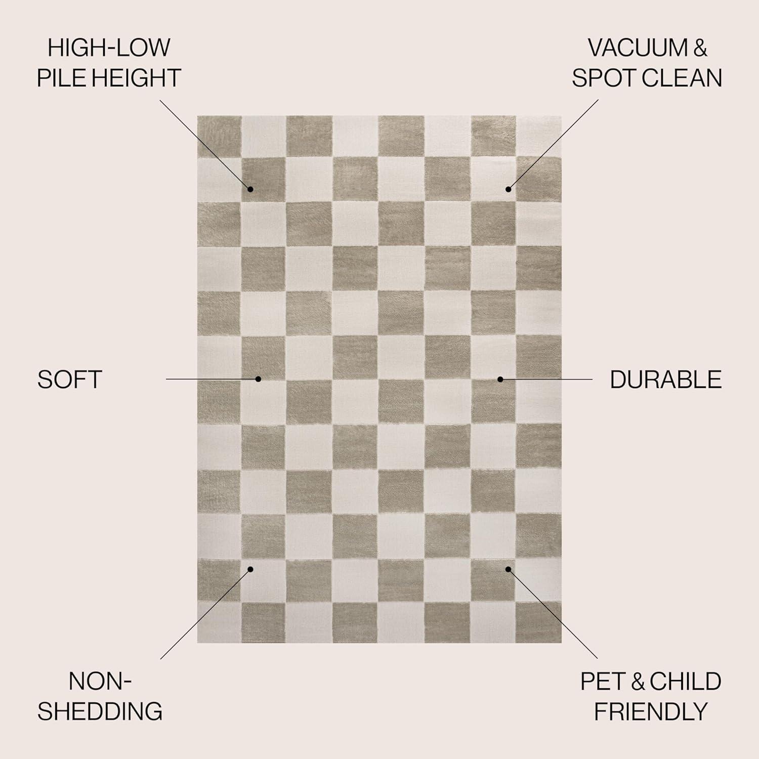 imageJONATHAN Y Checkerboard HighLow Runner Rug 2X8 WhiteCream Thea Modern Geometric for Living Room Bedroom Kitchen Office EasyCleaning High Traffic PetFriendly NonShedding SND103B28BeigeCream