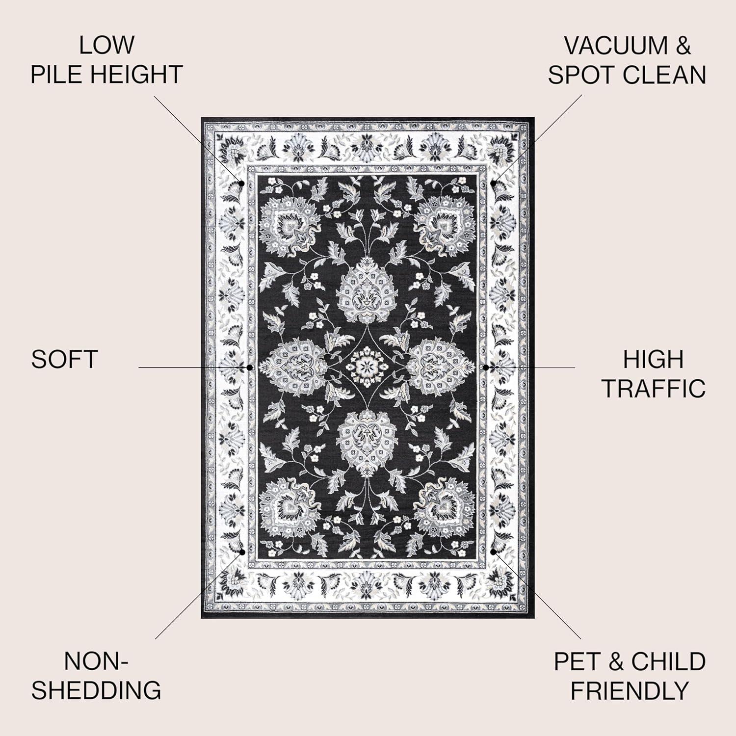 imageJONATHAN Y Cherie French Cottage BlackCream Runner Rug 2x8 Vintage Bohemian EasyCleaning for Living Room Bedroom Kitchen Pet Friendly NonShedding MDP505D28BlackCream