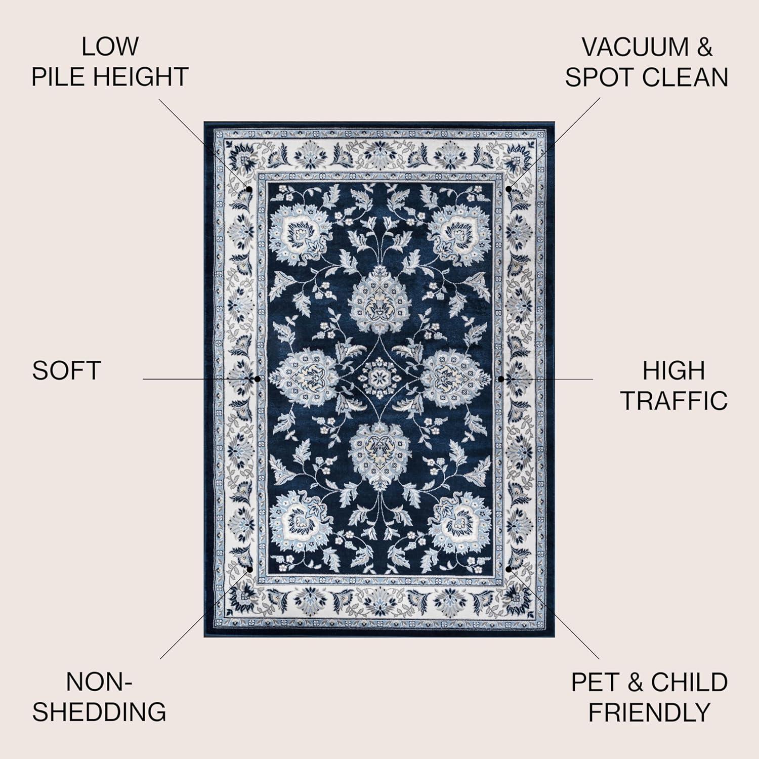 imageJONATHAN Y Cherie French Cottage BlackCream Runner Rug 2x8 Vintage Bohemian EasyCleaning for Living Room Bedroom Kitchen Pet Friendly NonShedding MDP505D28NavyIvory