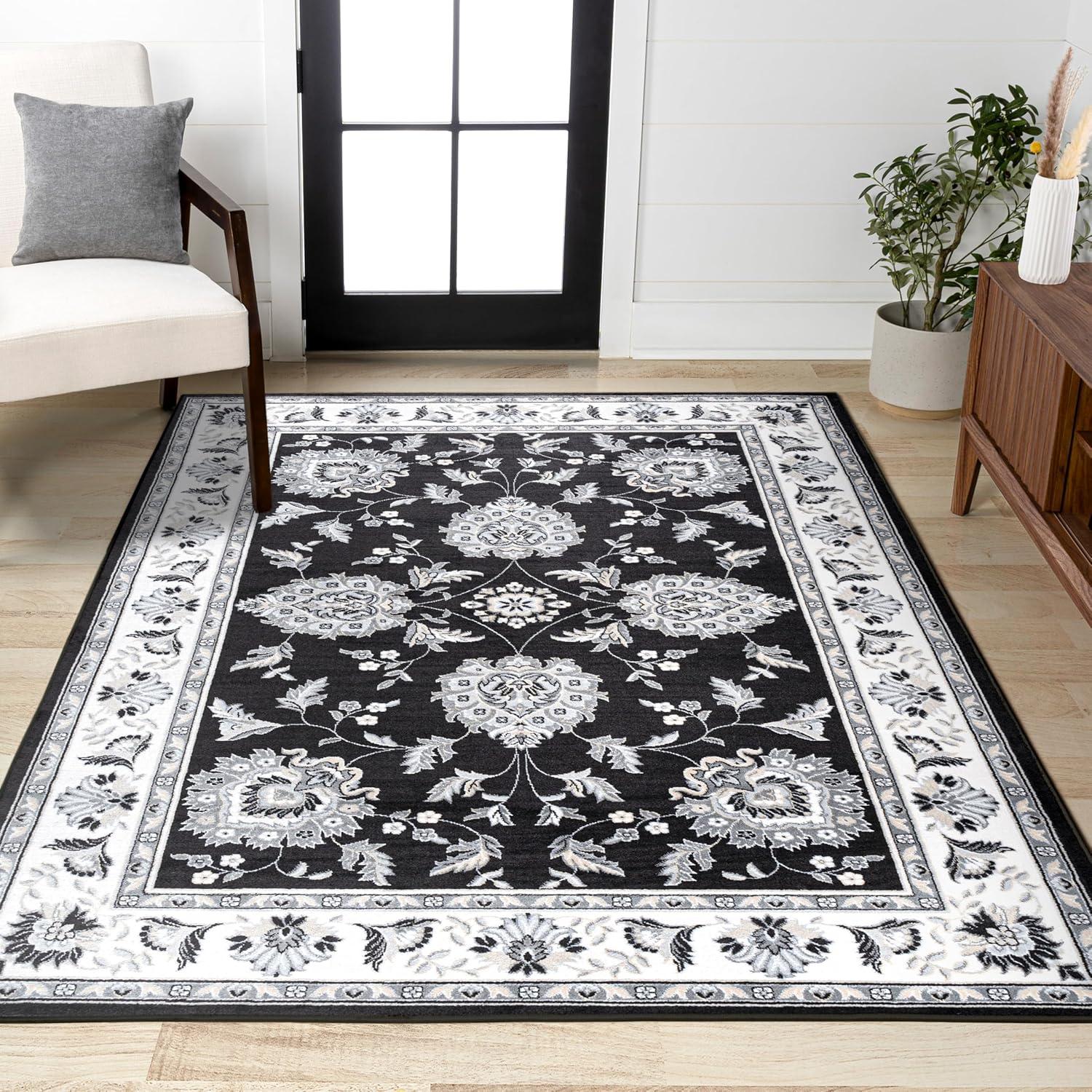 imageJONATHAN Y Cherie French Cottage BlackCream Runner Rug 2x8 Vintage Bohemian EasyCleaning for Living Room Bedroom Kitchen Pet Friendly NonShedding MDP505D28BlackCream