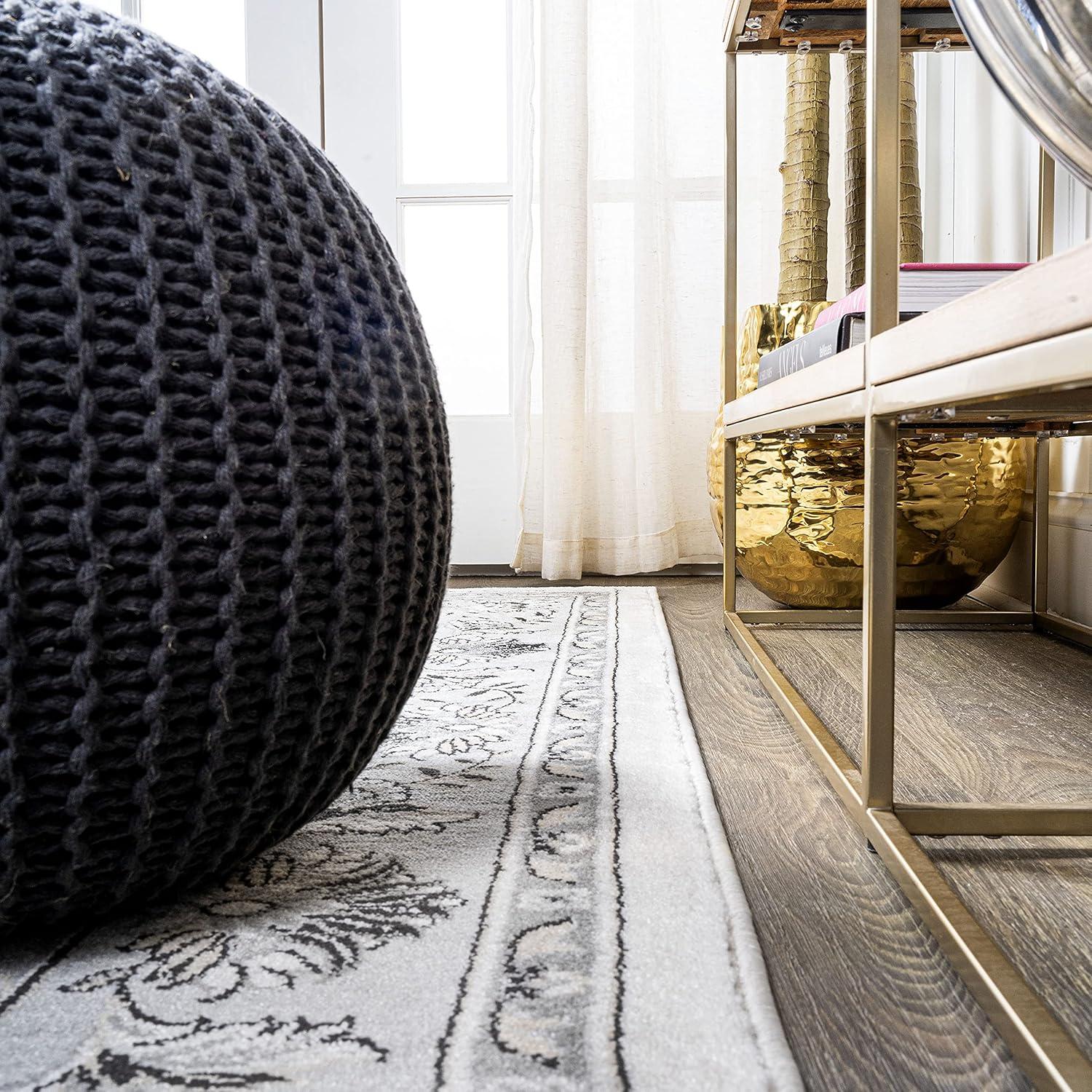 imageJONATHAN Y Cherie French Cottage BlackCream Runner Rug 2x8 Vintage Bohemian EasyCleaning for Living Room Bedroom Kitchen Pet Friendly NonShedding MDP505D28CreamLight Gray