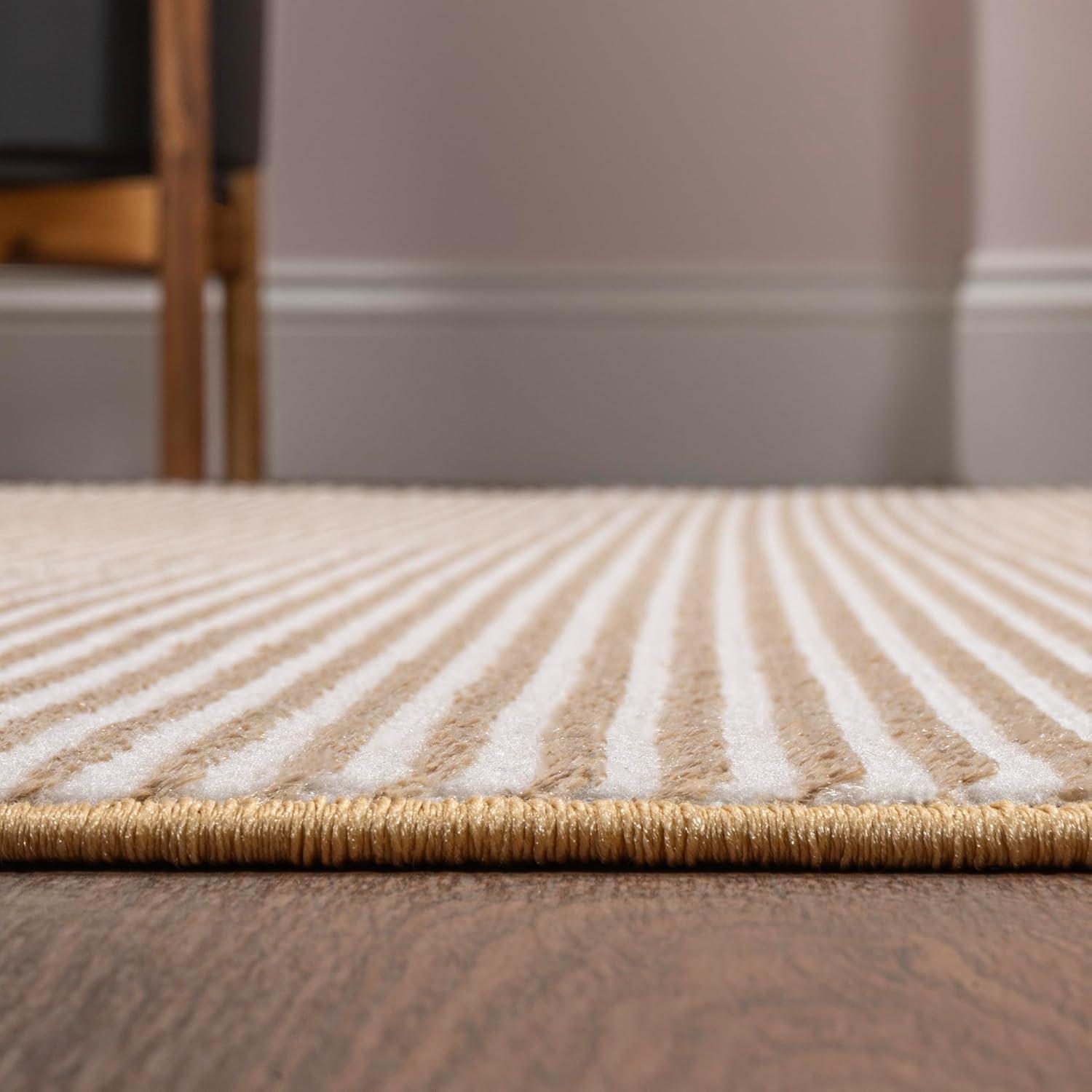 imageJONATHAN Y Cole Pinstripe HighLow CreamSilver Indoor Area Rug 8x10 Modern Minimalist EasyCleaning for Living Room Bedroom Kitchen Pet Friendly NonShedding CAR101A8WhiteGold