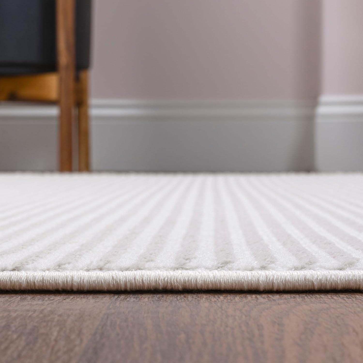 imageJONATHAN Y Cole Pinstripe HighLow CreamSilver Indoor Area Rug 8x10 Modern Minimalist EasyCleaning for Living Room Bedroom Kitchen Pet Friendly NonShedding CAR101A8WhiteSilver