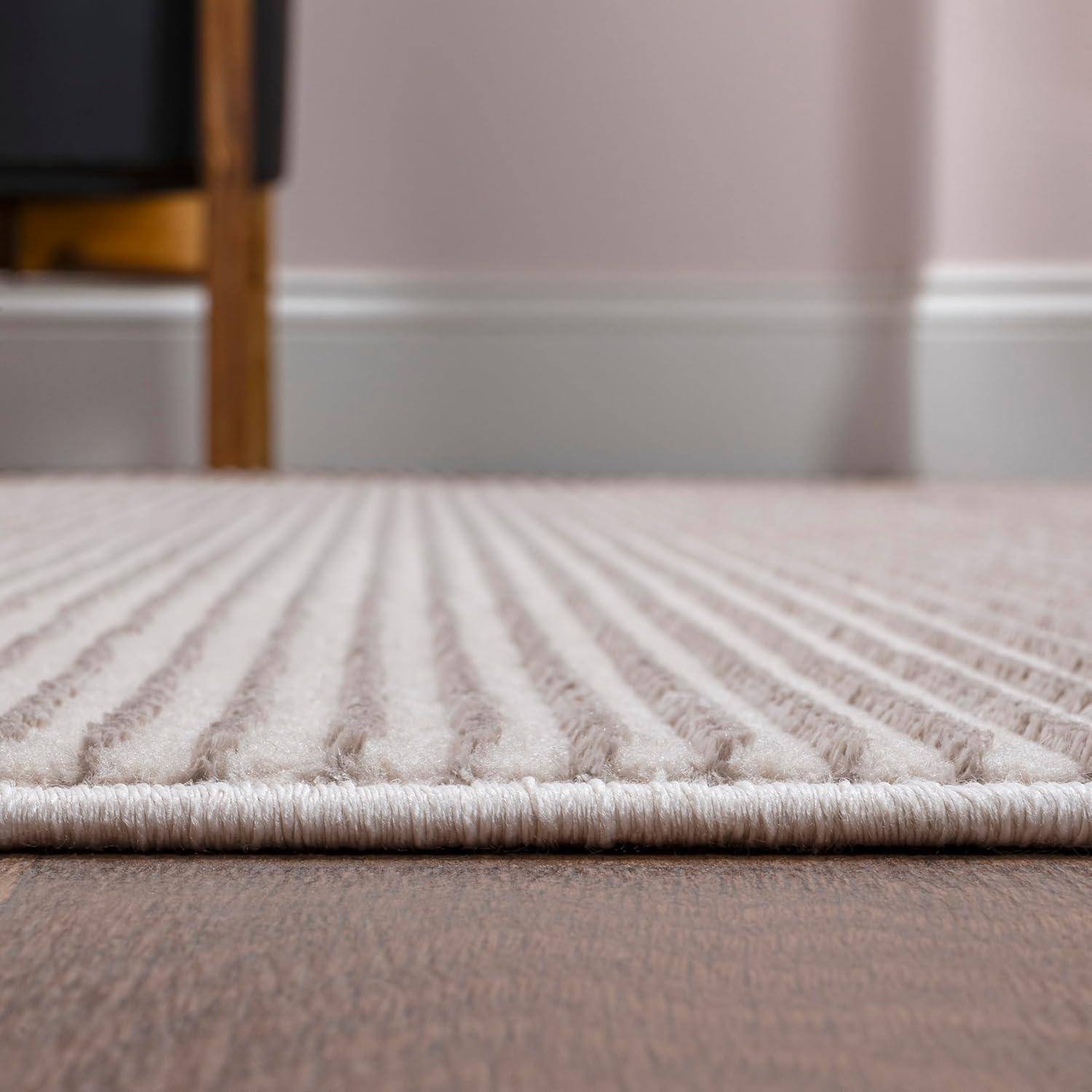 imageJONATHAN Y Cole Pinstripe HighLow CreamSilver Indoor Area Rug 8x10 Modern Minimalist EasyCleaning for Living Room Bedroom Kitchen Pet Friendly NonShedding CAR101A8CreamSilver