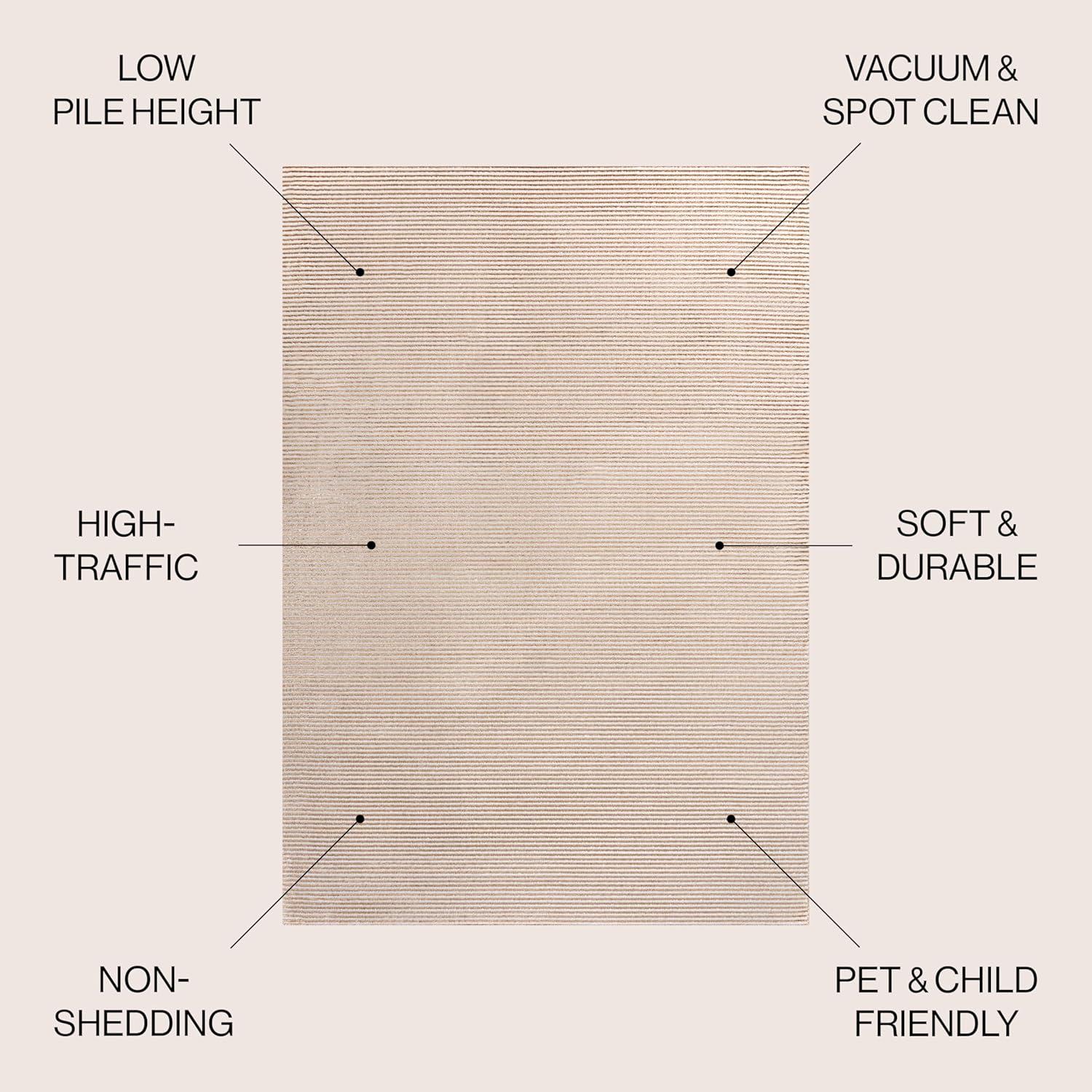 imageJONATHAN Y Cole Pinstripe HighLow CreamSilver Indoor Area Rug 8x10 Modern Minimalist EasyCleaning for Living Room Bedroom Kitchen Pet Friendly NonShedding CAR101A8WhiteGold