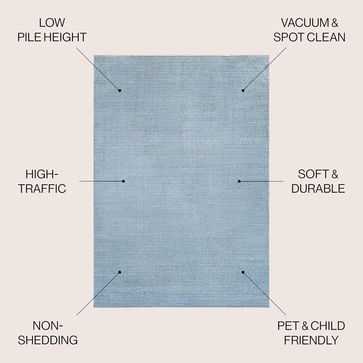 imageJONATHAN Y Cole Pinstripe HighLow CreamSilver Indoor Area Rug 8x10 Modern Minimalist EasyCleaning for Living Room Bedroom Kitchen Pet Friendly NonShedding CAR101A8BlueWhite