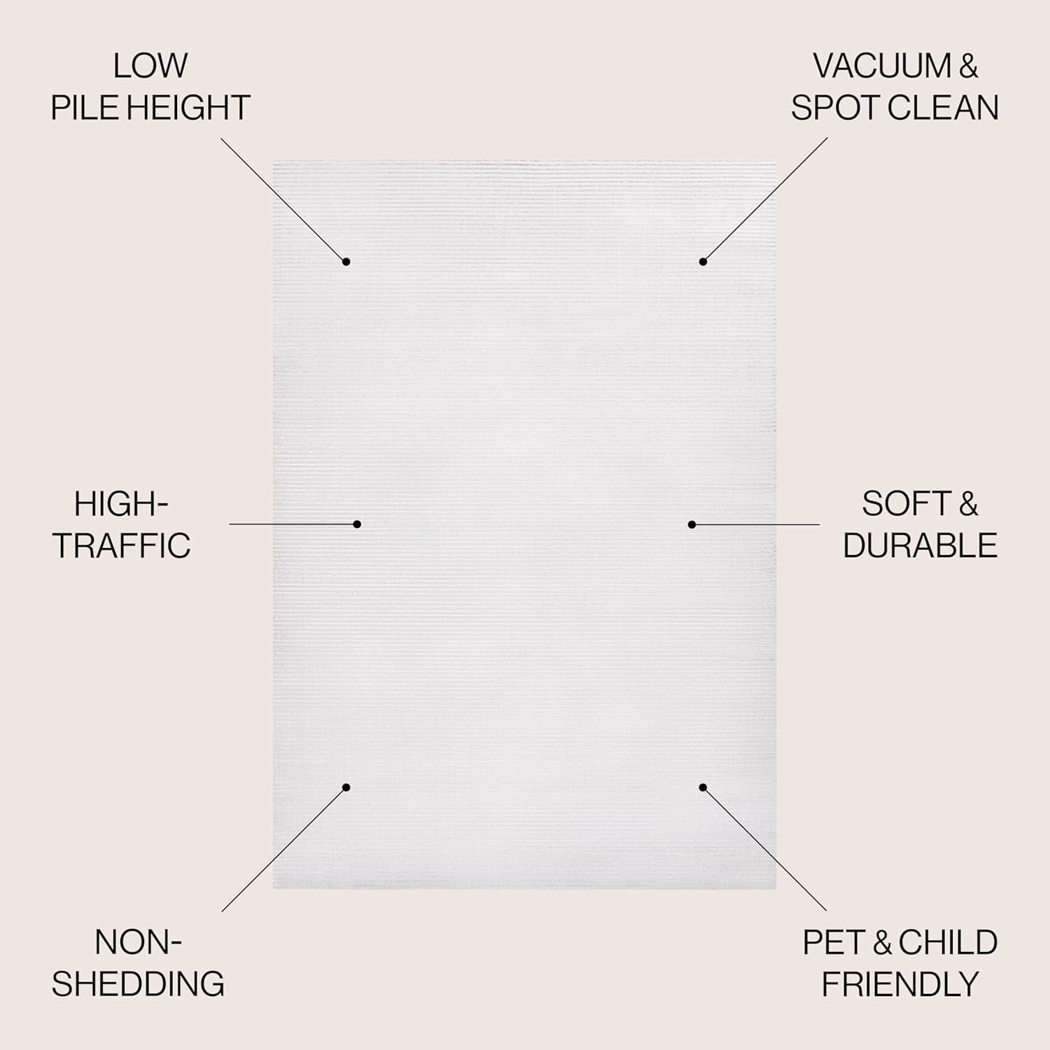 imageJONATHAN Y Cole Pinstripe HighLow CreamSilver Indoor Area Rug 8x10 Modern Minimalist EasyCleaning for Living Room Bedroom Kitchen Pet Friendly NonShedding CAR101A8WhiteSilver