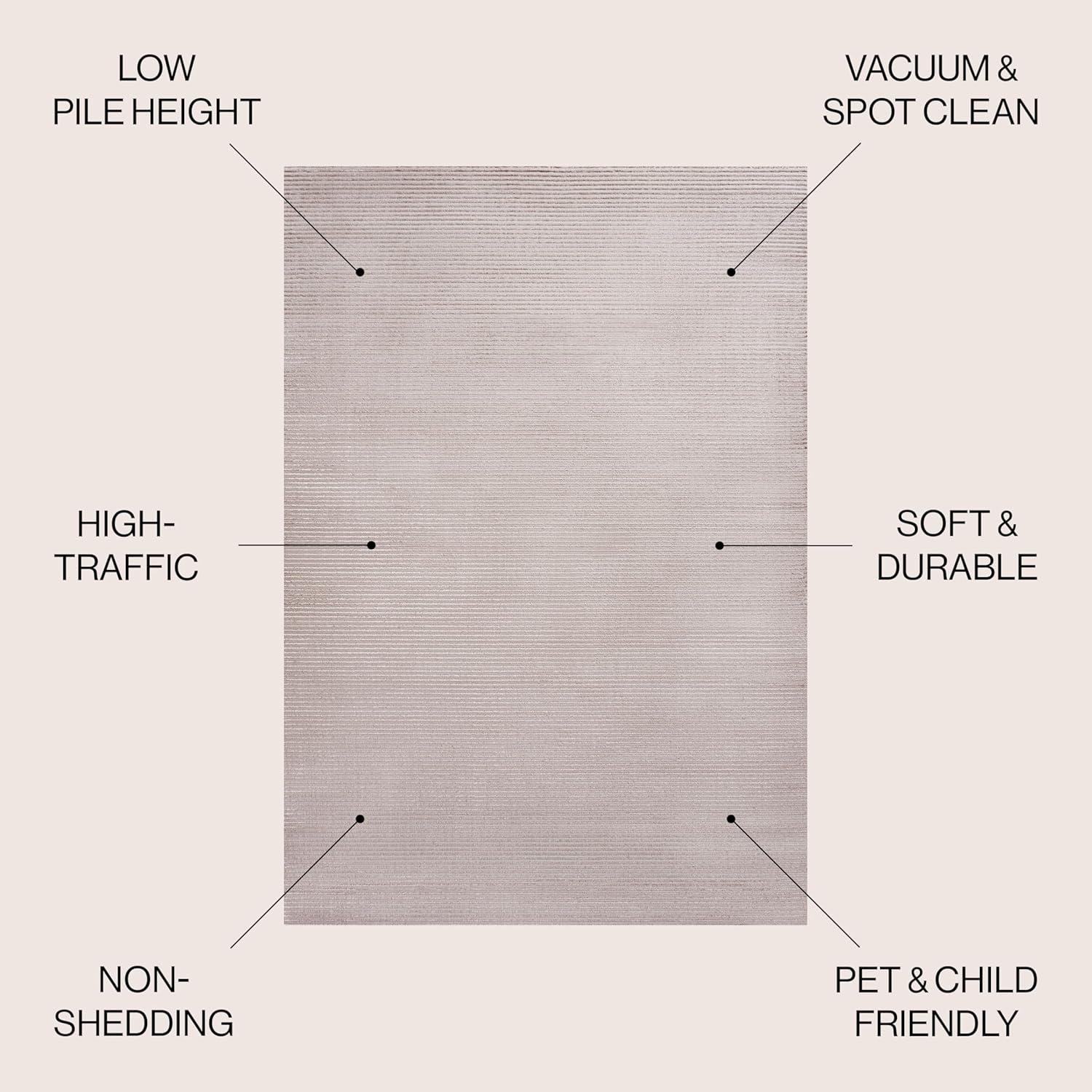 imageJONATHAN Y Cole Pinstripe HighLow CreamSilver Indoor Area Rug 8x10 Modern Minimalist EasyCleaning for Living Room Bedroom Kitchen Pet Friendly NonShedding CAR101A8CreamSilver