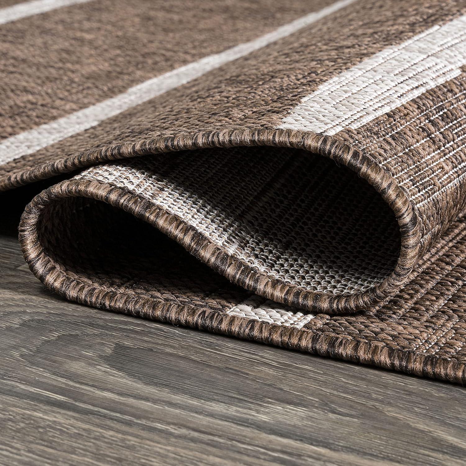 imageJONATHAN Y Colonia Berber Stripe IndoorOutdoor BrownBeige 8 ft x 10 ft Area Rug Contemporary Modern Bohemian for Living Room Backyard