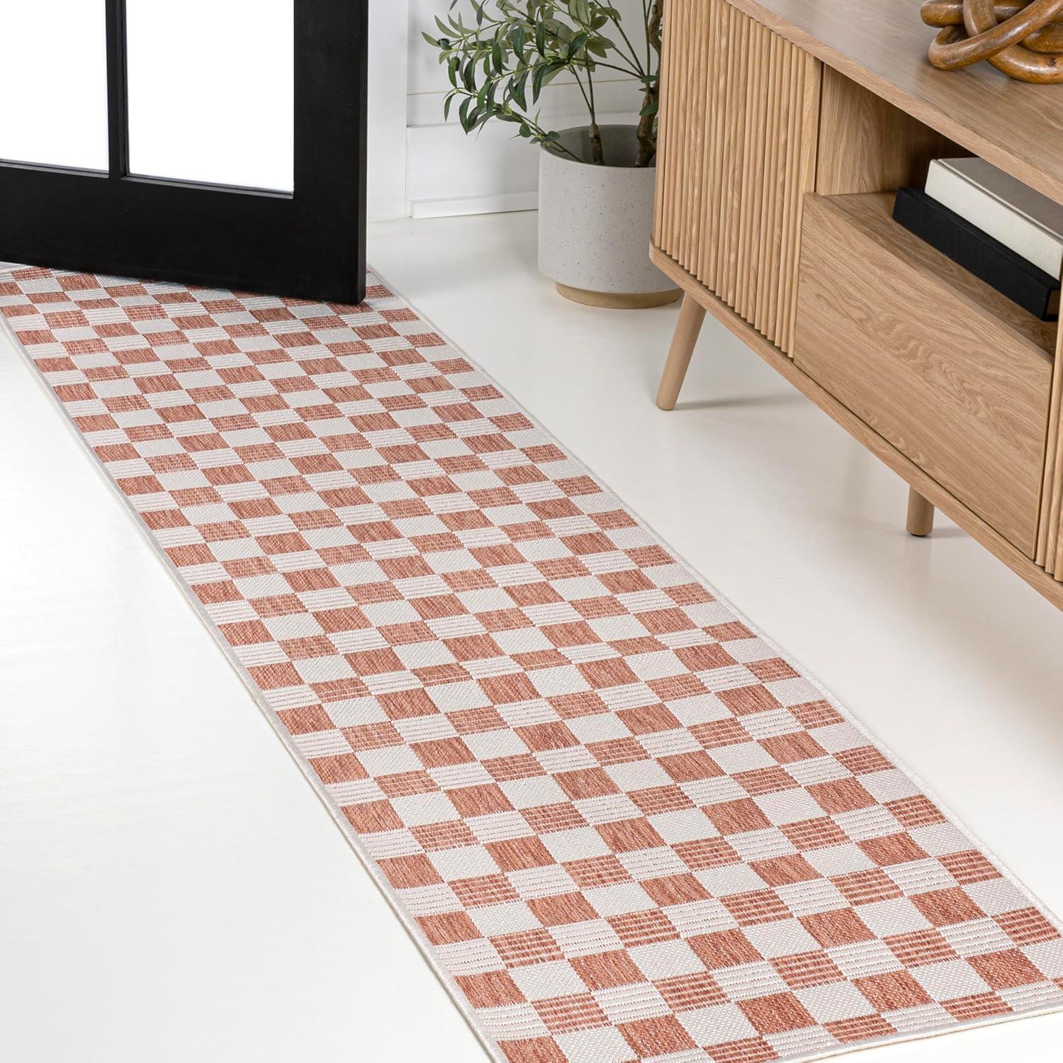 imageJONATHAN Y Cottage Checkerboard Indoor Outdoor Runner Rug 2X8 NavyCream Aimee Traditional for Backyard Patio Porch EasyCleaning High Traffic PetFriendly NonShedding TSN204B28SalmonCream