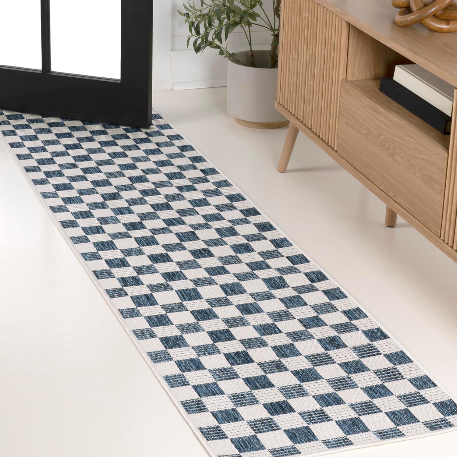 imageJONATHAN Y Cottage Checkerboard Indoor Outdoor Runner Rug 2X8 NavyCream Aimee Traditional for Backyard Patio Porch EasyCleaning High Traffic PetFriendly NonShedding TSN204B28NavyCream