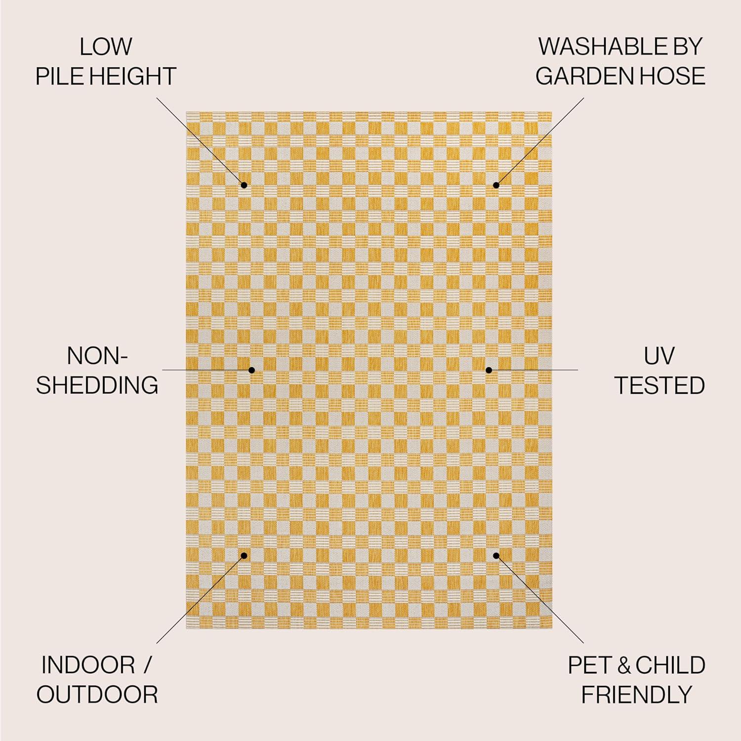 imageJONATHAN Y Cottage Checkerboard Indoor Outdoor Runner Rug 2X8 NavyCream Aimee Traditional for Backyard Patio Porch EasyCleaning High Traffic PetFriendly NonShedding TSN204B28YellowCream