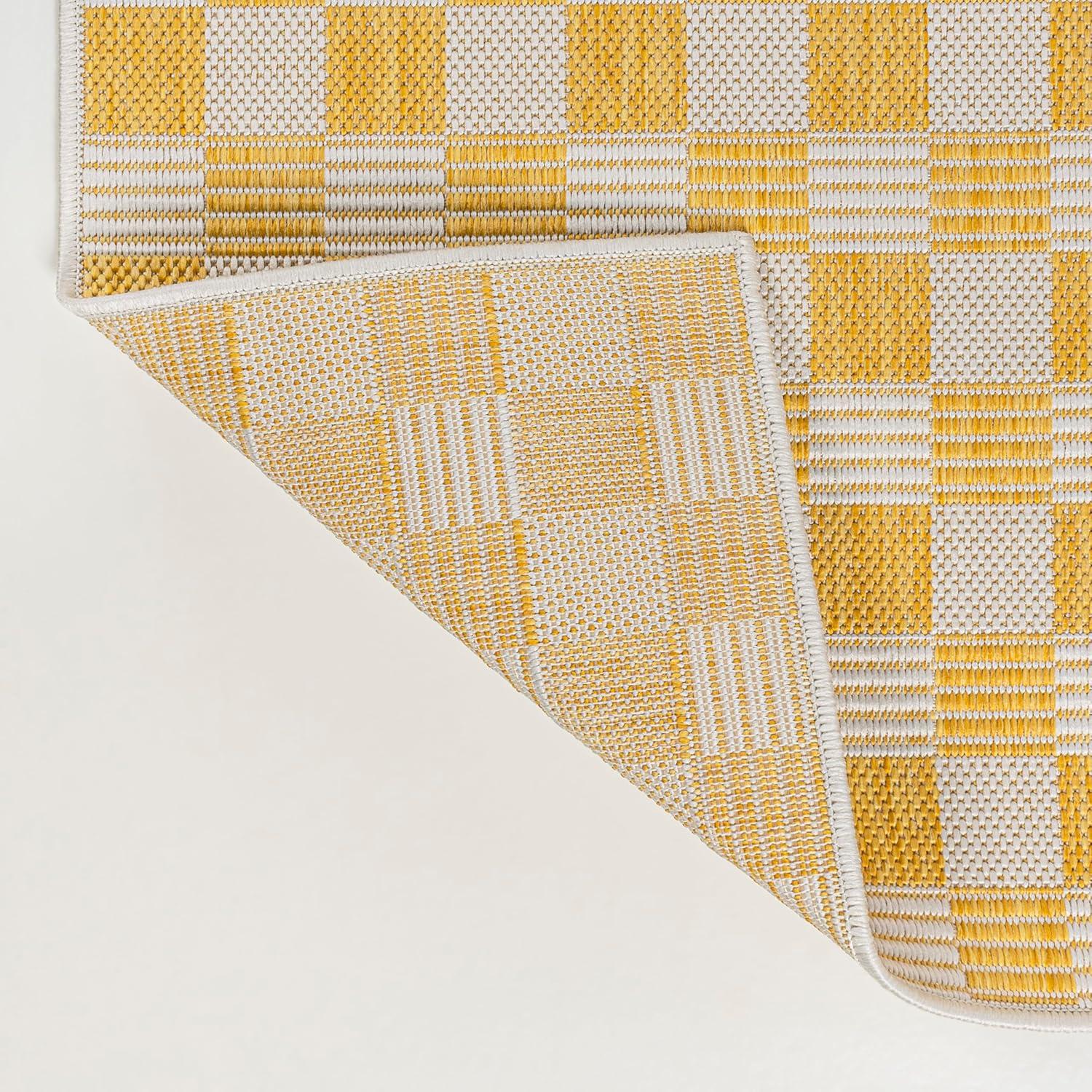 imageJONATHAN Y Cottage Checkerboard Indoor Outdoor Runner Rug 2X8 NavyCream Aimee Traditional for Backyard Patio Porch EasyCleaning High Traffic PetFriendly NonShedding TSN204B28YellowCream