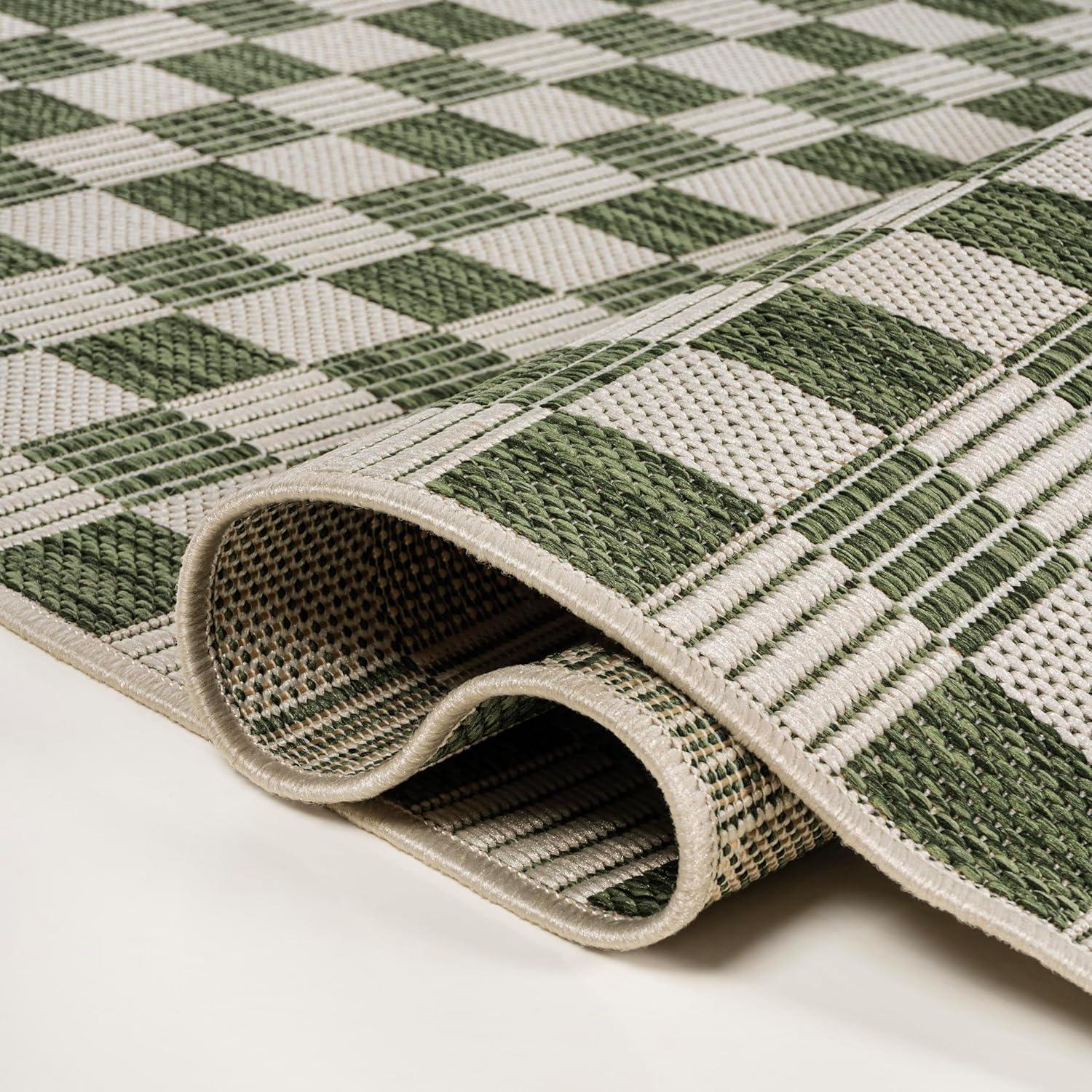 imageJONATHAN Y Cottage Checkerboard Indoor Outdoor Runner Rug 2X8 NavyCream Aimee Traditional for Backyard Patio Porch EasyCleaning High Traffic PetFriendly NonShedding TSN204B28GreenCream