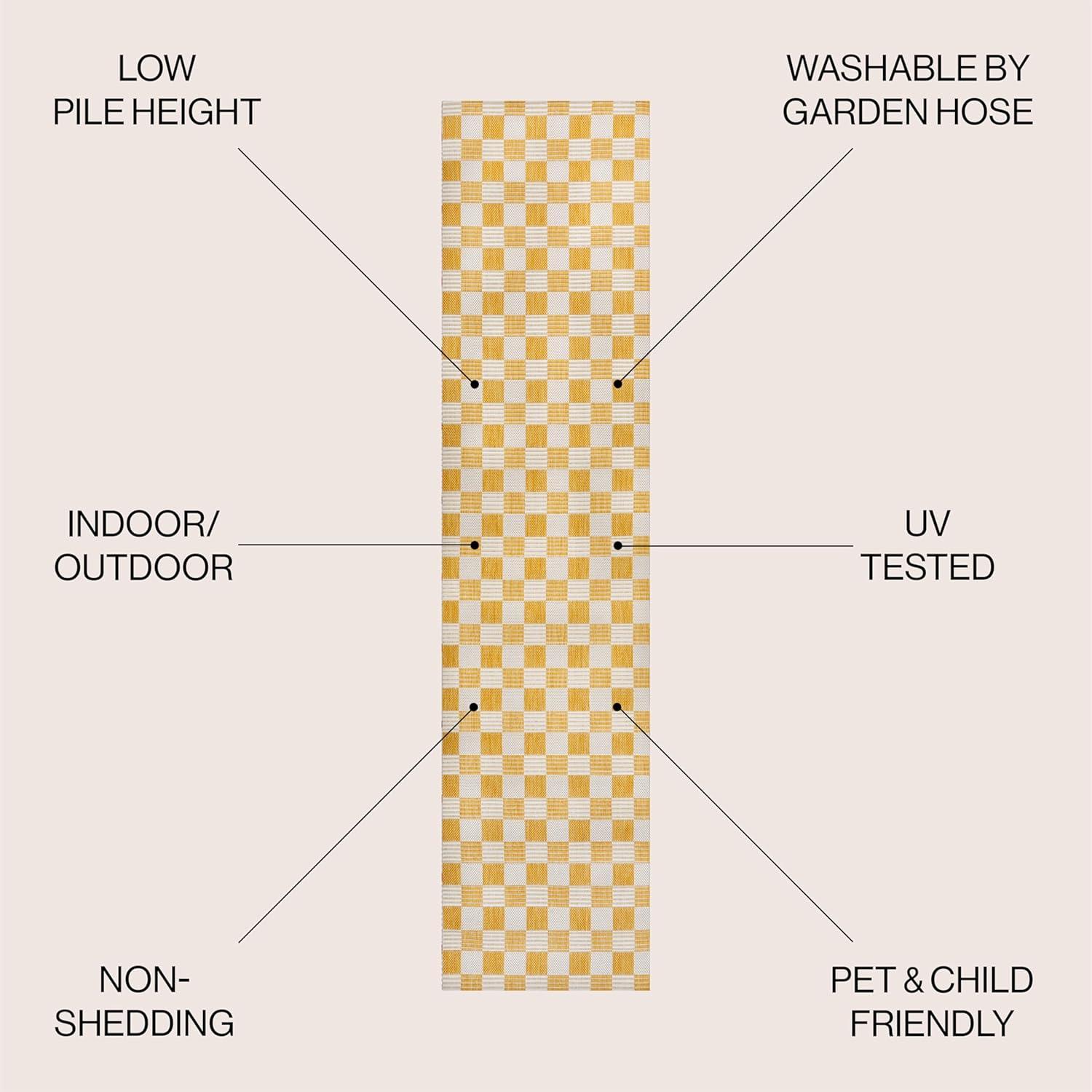 imageJONATHAN Y Cottage Checkerboard Indoor Outdoor Runner Rug 2X8 NavyCream Aimee Traditional for Backyard Patio Porch EasyCleaning High Traffic PetFriendly NonShedding TSN204B28YellowCream