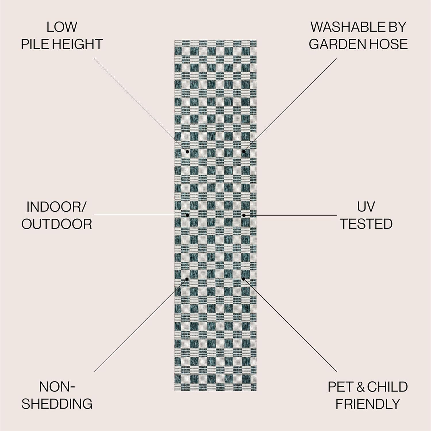 imageJONATHAN Y Cottage Checkerboard Indoor Outdoor Runner Rug 2X8 NavyCream Aimee Traditional for Backyard Patio Porch EasyCleaning High Traffic PetFriendly NonShedding TSN204B28TurquoiseCream