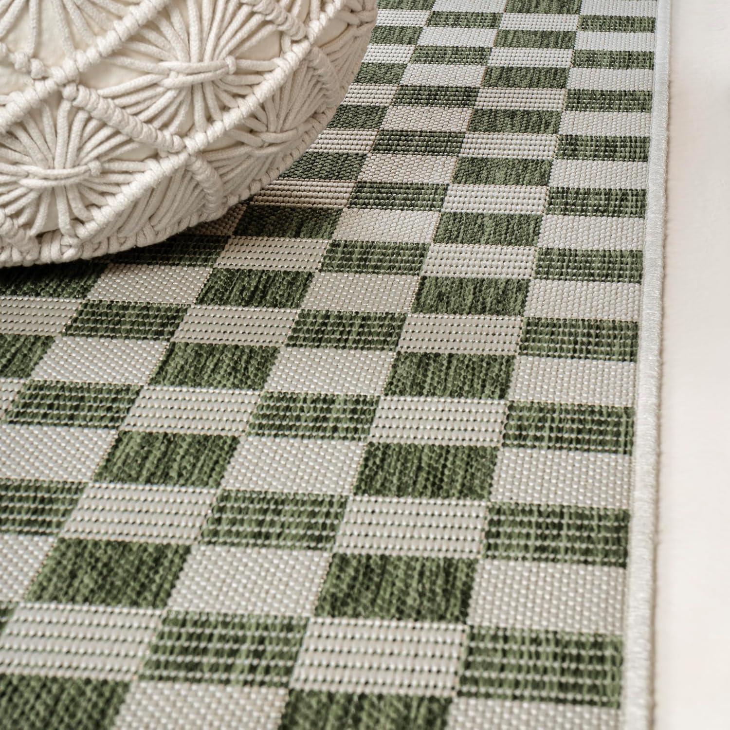 imageJONATHAN Y Cottage Checkerboard Indoor Outdoor Runner Rug 2X8 NavyCream Aimee Traditional for Backyard Patio Porch EasyCleaning High Traffic PetFriendly NonShedding TSN204B28GreenCream