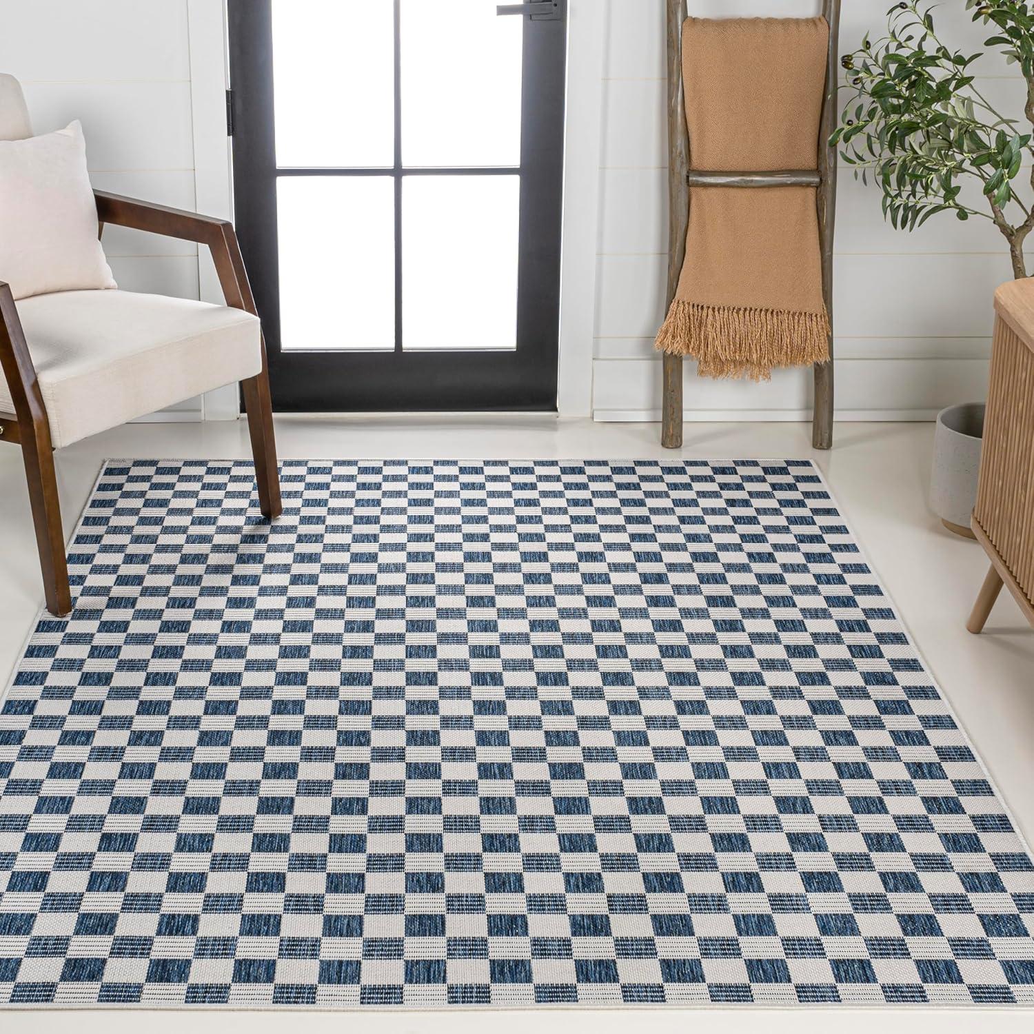 imageJONATHAN Y Cottage Checkerboard Indoor Outdoor Runner Rug 2X8 NavyCream Aimee Traditional for Backyard Patio Porch EasyCleaning High Traffic PetFriendly NonShedding TSN204B28NavyCream