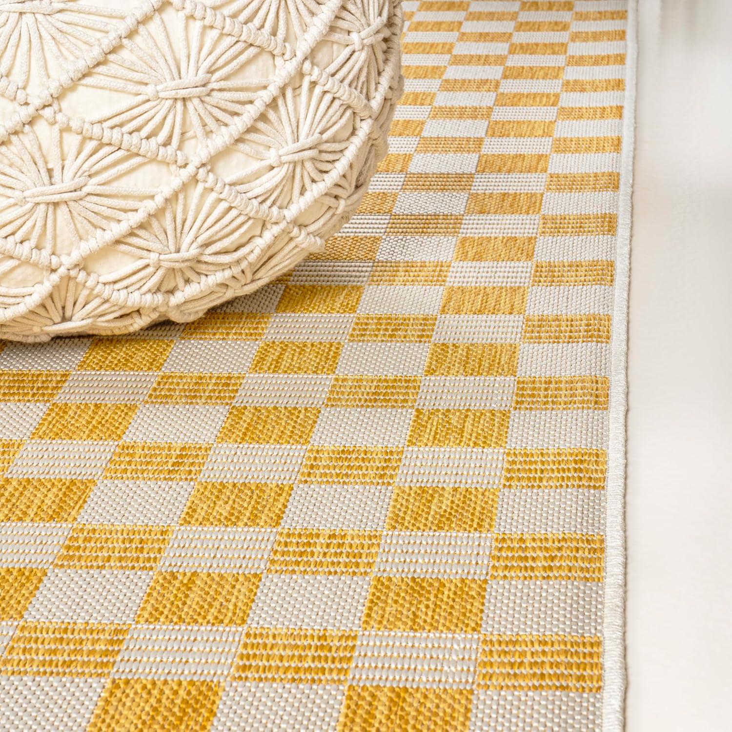imageJONATHAN Y Cottage Checkerboard Indoor Outdoor Runner Rug 2X8 NavyCream Aimee Traditional for Backyard Patio Porch EasyCleaning High Traffic PetFriendly NonShedding TSN204B28YellowCream