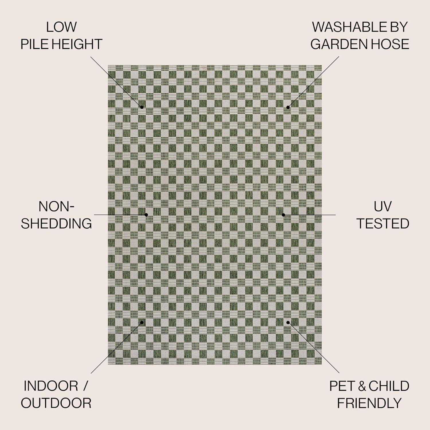 imageJONATHAN Y Cottage Checkerboard Indoor Outdoor Runner Rug 2X8 NavyCream Aimee Traditional for Backyard Patio Porch EasyCleaning High Traffic PetFriendly NonShedding TSN204B28GreenCream