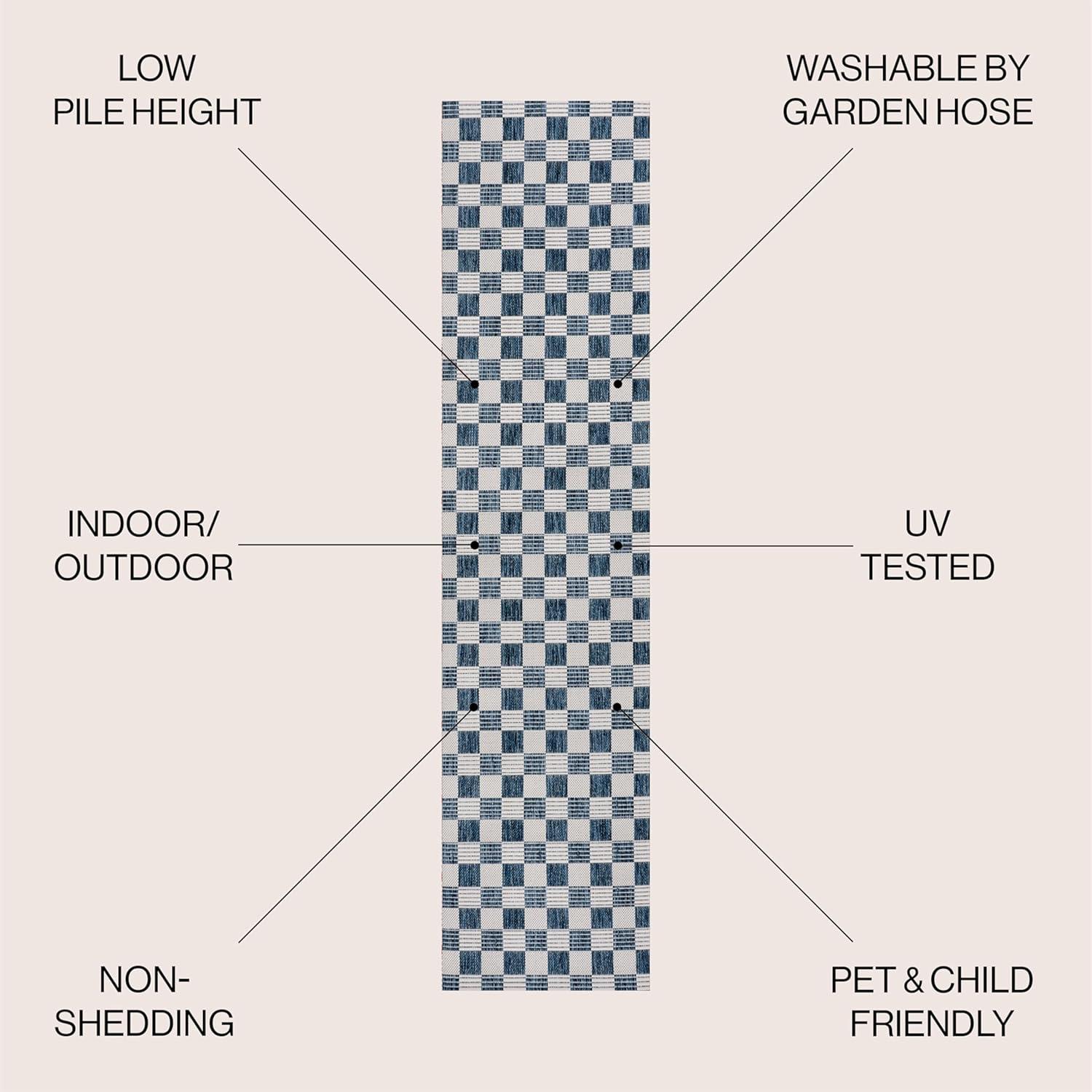 imageJONATHAN Y Cottage Checkerboard Indoor Outdoor Runner Rug 2X8 NavyCream Aimee Traditional for Backyard Patio Porch EasyCleaning High Traffic PetFriendly NonShedding TSN204B28NavyCream