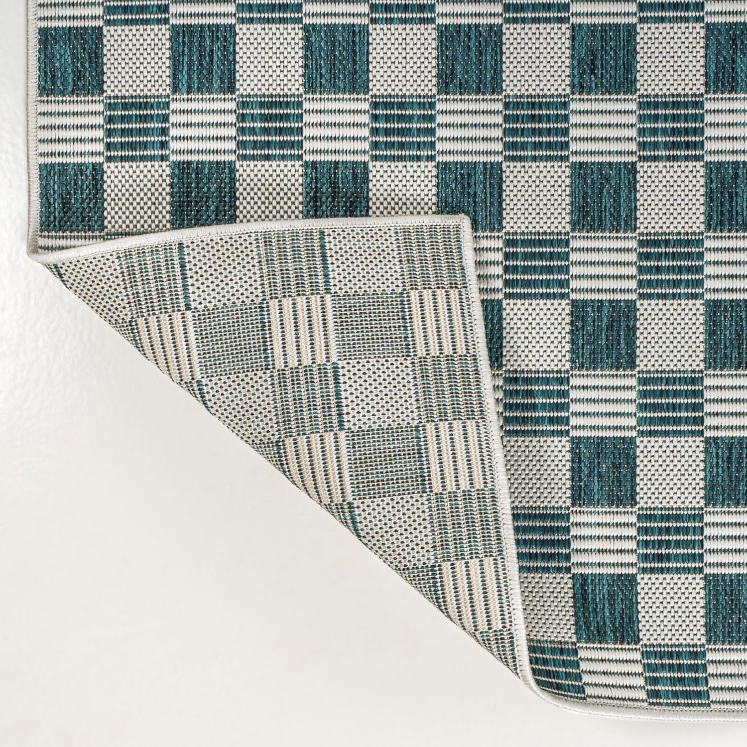 imageJONATHAN Y Cottage Checkerboard Indoor Outdoor Runner Rug 2X8 NavyCream Aimee Traditional for Backyard Patio Porch EasyCleaning High Traffic PetFriendly NonShedding TSN204B28TurquoiseCream