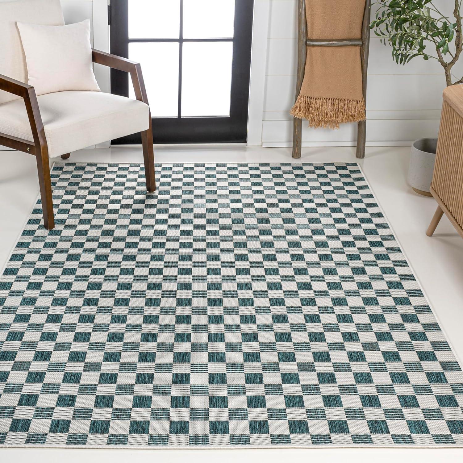 imageJONATHAN Y Cottage Checkerboard Indoor Outdoor Runner Rug 2X8 NavyCream Aimee Traditional for Backyard Patio Porch EasyCleaning High Traffic PetFriendly NonShedding TSN204B28TurquoiseCream