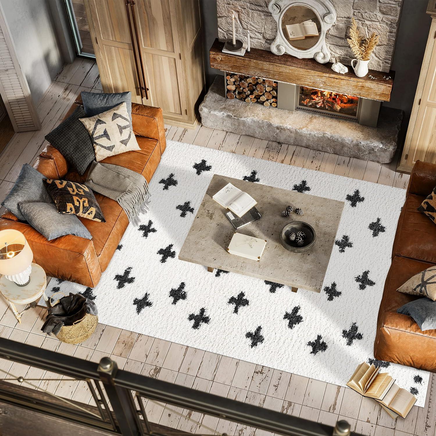 imageJONATHAN Y Cristo Berber Geometric Shag WhiteGray Runner Rug 2x8 Bohemian Contemporary EasyCleaning for Living Room Bedroom Kitchen Pet Friendly NonShedding MOH403A28WhiteGray