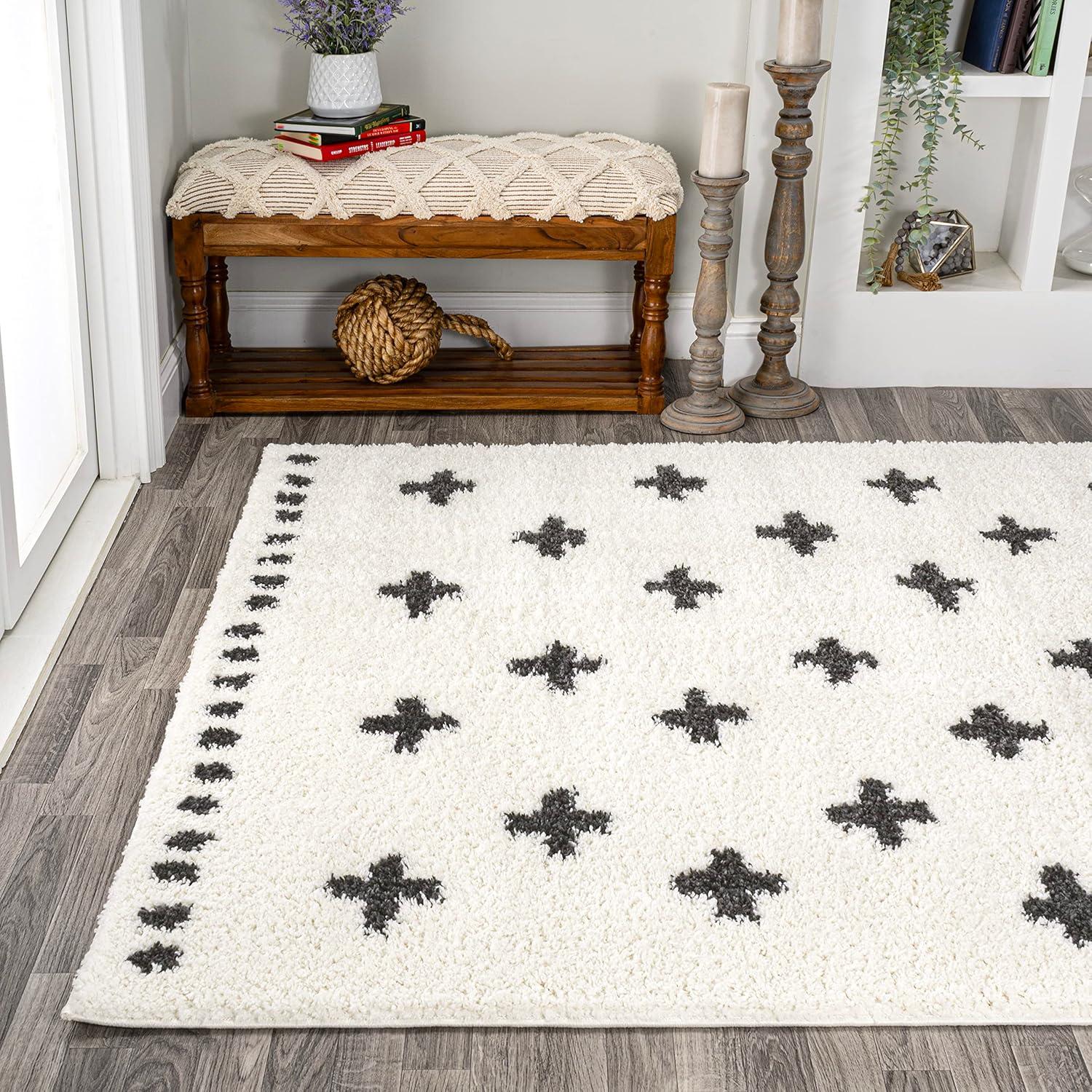 imageJONATHAN Y Cristo Berber Geometric Shag WhiteGray Runner Rug 2x8 Bohemian Contemporary EasyCleaning for Living Room Bedroom Kitchen Pet Friendly NonShedding MOH403A28WhiteGray