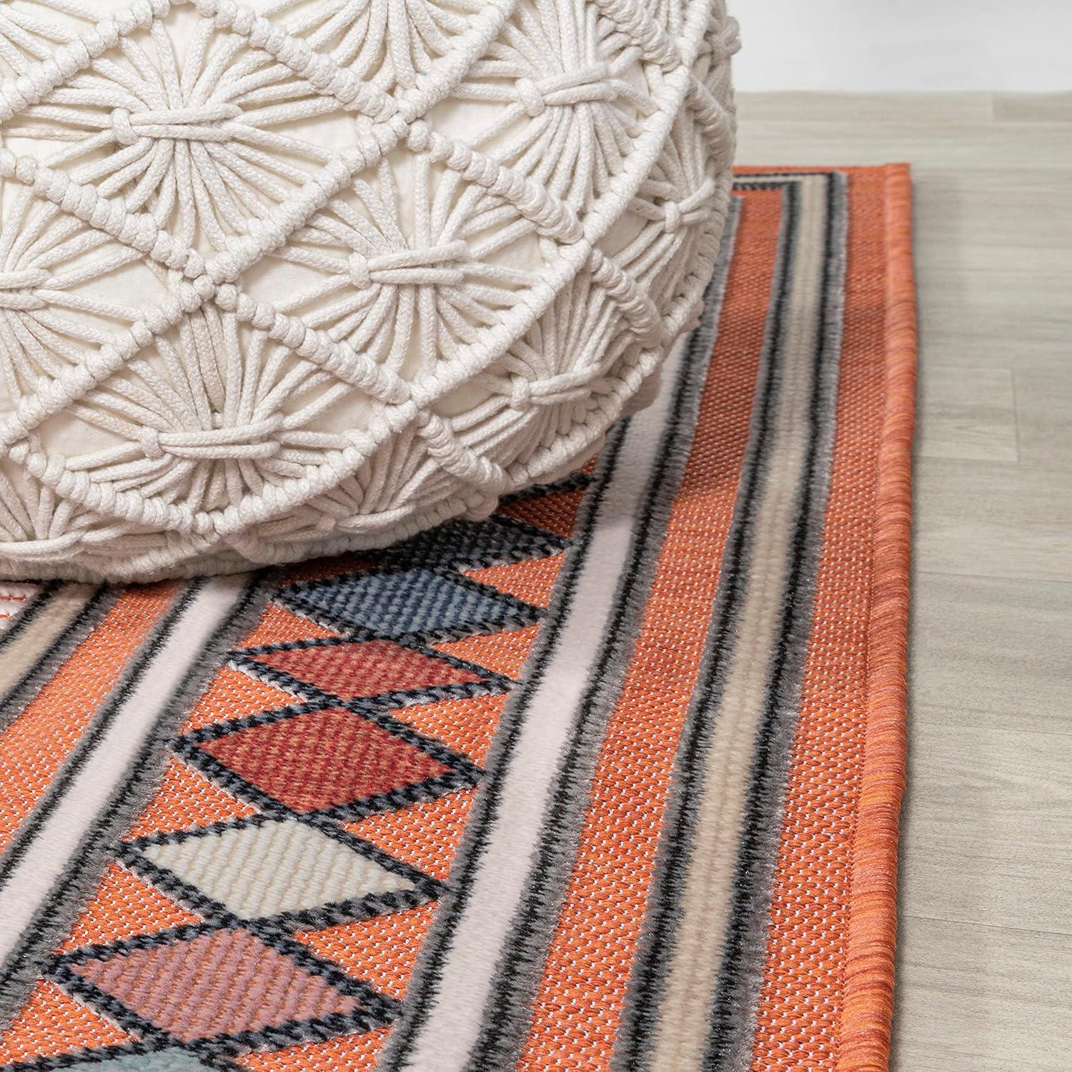 imageJONATHAN Y Diamond Border Indoor Outdoor Runner Rug 2X8 OrangeIvory Sebastian HighLow Modern for Backyard Patio Porch EasyCleaning High Traffic PetFriendly NonShedding HWC102C28OrangeIvory