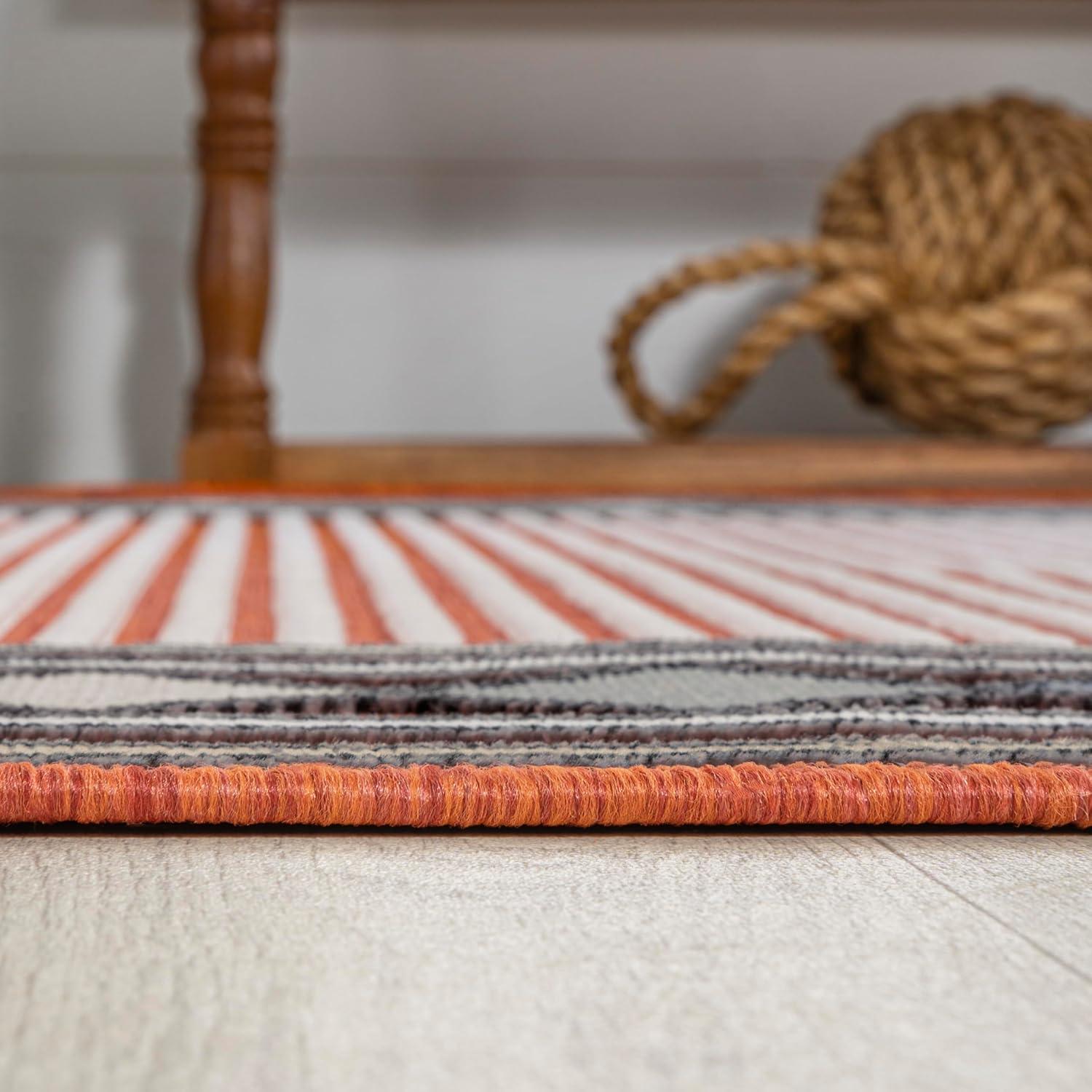 imageJONATHAN Y Diamond Border Indoor Outdoor Runner Rug 2X8 OrangeIvory Sebastian HighLow Modern for Backyard Patio Porch EasyCleaning High Traffic PetFriendly NonShedding HWC102C28OrangeIvory