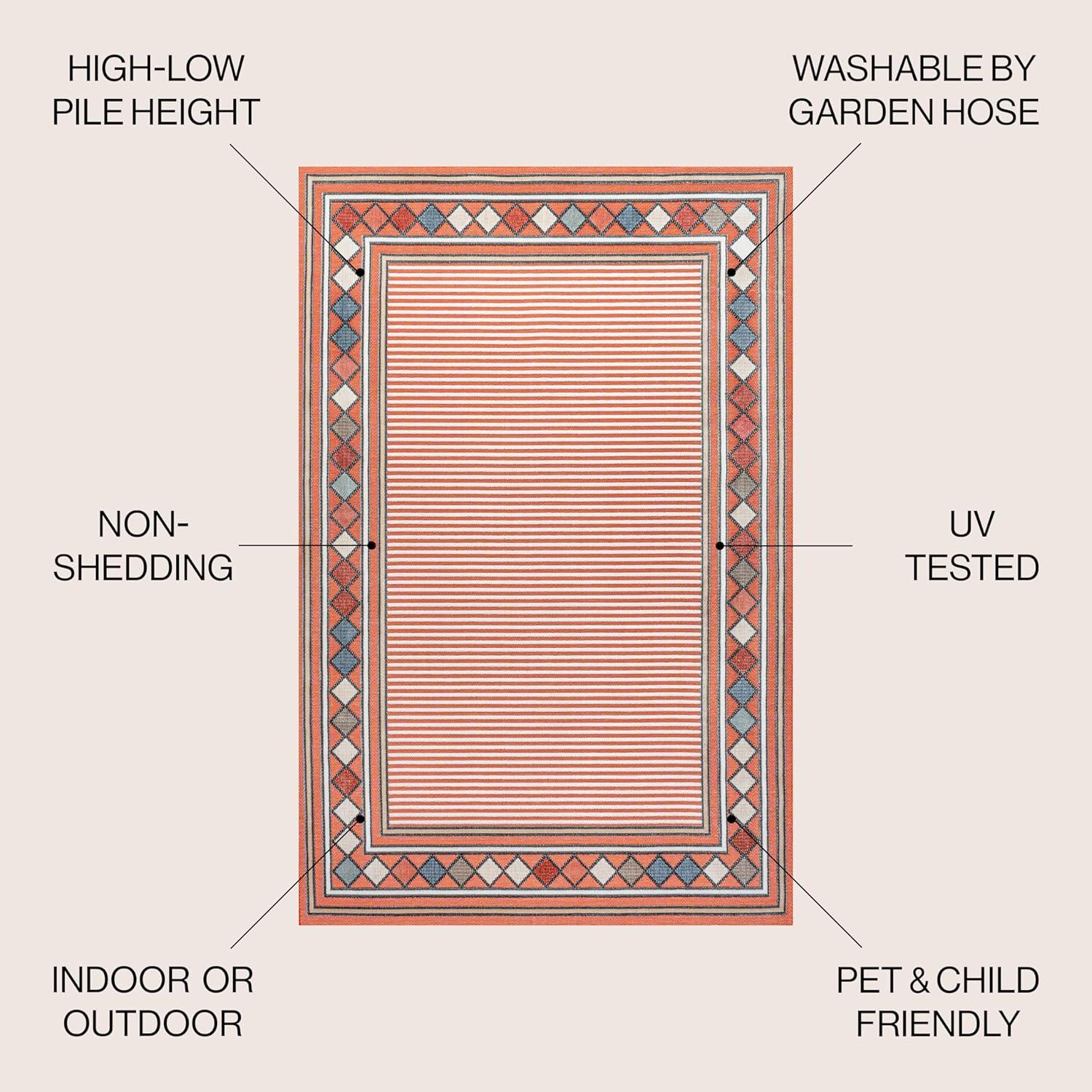 imageJONATHAN Y Diamond Border Indoor Outdoor Runner Rug 2X8 OrangeIvory Sebastian HighLow Modern for Backyard Patio Porch EasyCleaning High Traffic PetFriendly NonShedding HWC102C28OrangeIvory