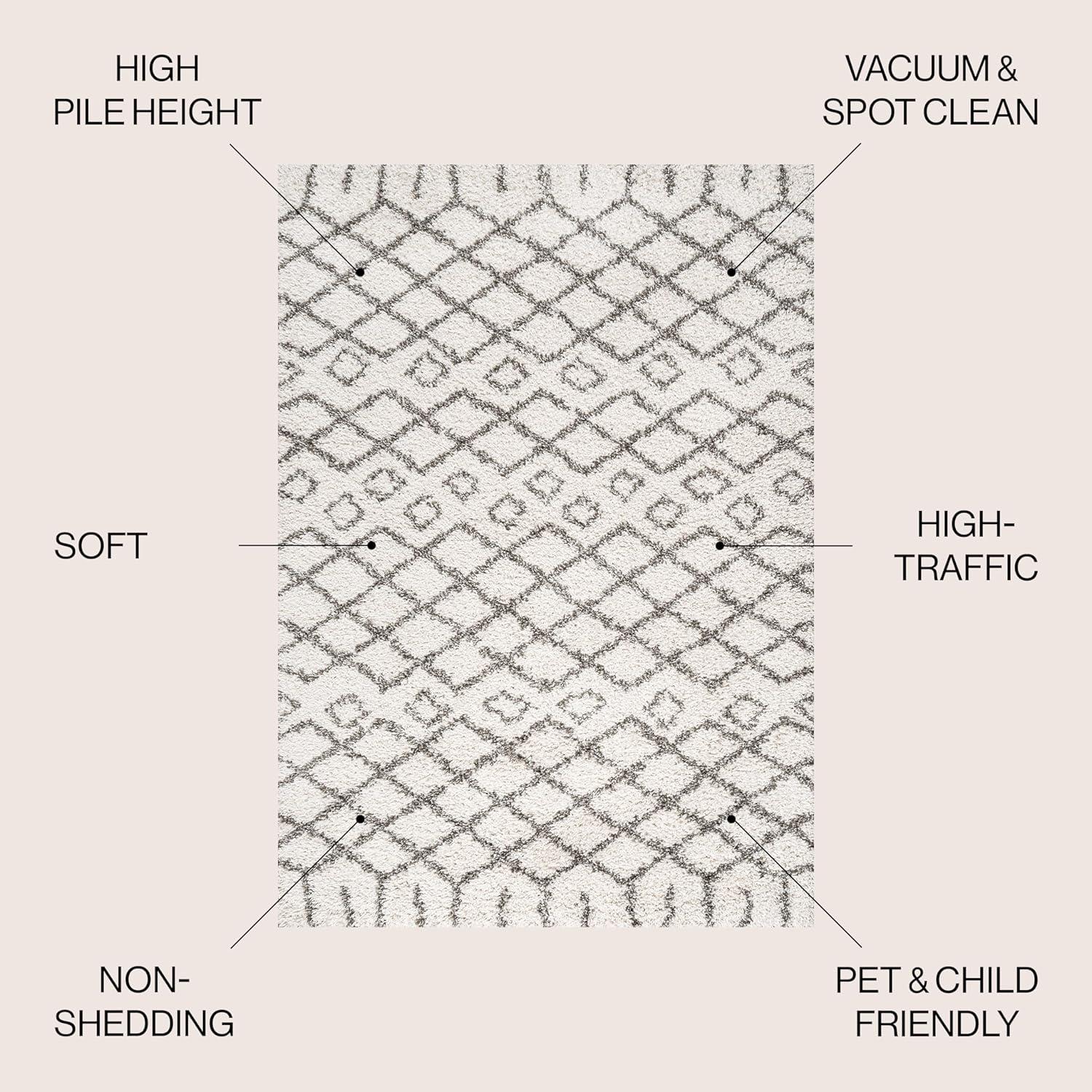 imageJONATHAN Y Diamond Shag BeigeDark Gray Indoor Area Rug 8X10 ft Algaida Moroccan for Living Room Bedroom Kitchen Office EasyCleaning High Traffic PetFriendly NonShedding SHG104A8BeigeDark Gray