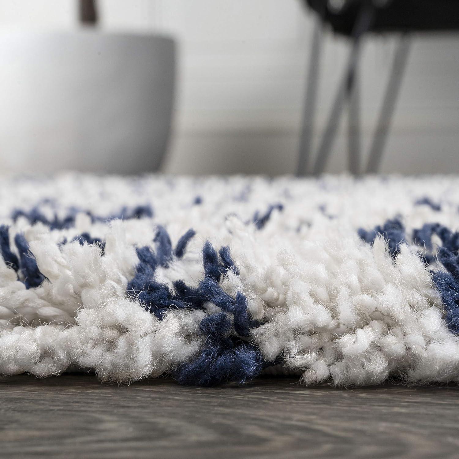 imageJONATHAN Y Diamond Shag BeigeDark Gray Indoor Area Rug 8X10 ft Algaida Moroccan for Living Room Bedroom Kitchen Office EasyCleaning High Traffic PetFriendly NonShedding SHG104A8BeigeNavy