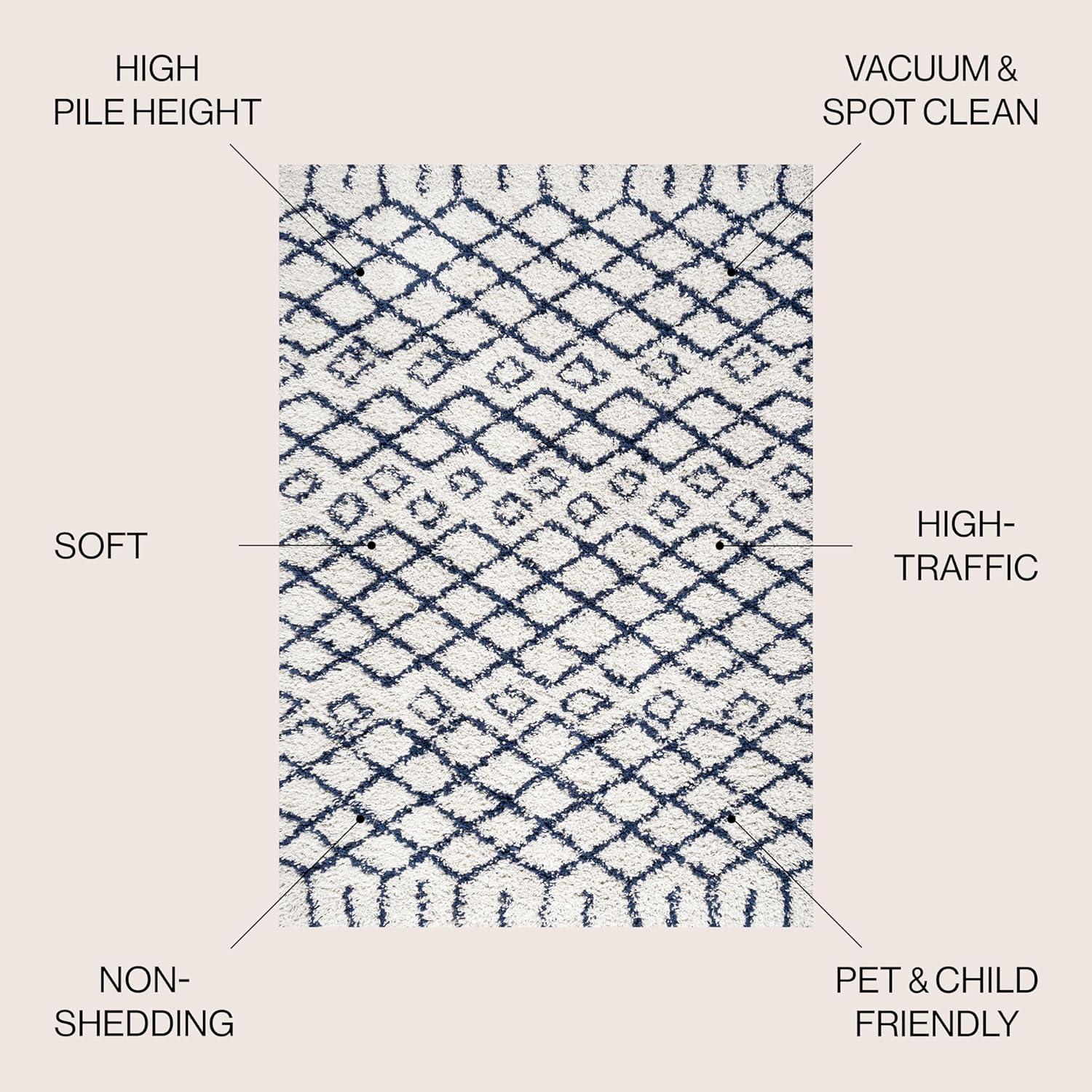 imageJONATHAN Y Diamond Shag BeigeDark Gray Indoor Area Rug 8X10 ft Algaida Moroccan for Living Room Bedroom Kitchen Office EasyCleaning High Traffic PetFriendly NonShedding SHG104A8BeigeNavy