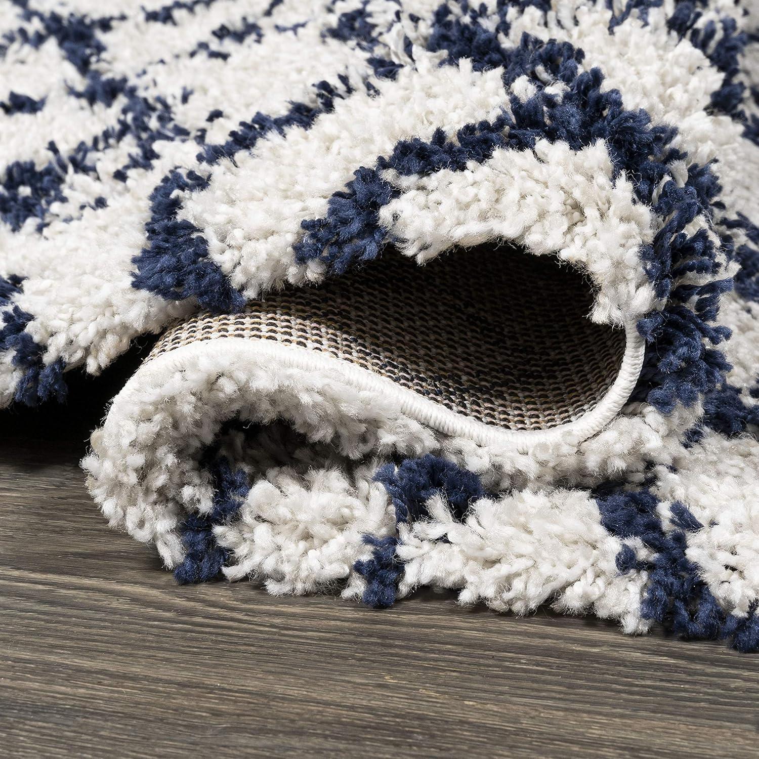 imageJONATHAN Y Diamond Shag BeigeDark Gray Indoor Area Rug 8X10 ft Algaida Moroccan for Living Room Bedroom Kitchen Office EasyCleaning High Traffic PetFriendly NonShedding SHG104A8BeigeNavy