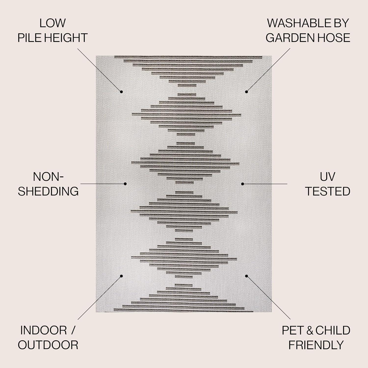 imageJONATHAN Y Diamond Stripe Indoor Outdoor Area Rug 8X10 BeigeOrange Vinales for Backyard Patio Porch EasyCleaning High Traffic PetFriendly NonShedding SMB204A8Light GrayBlack