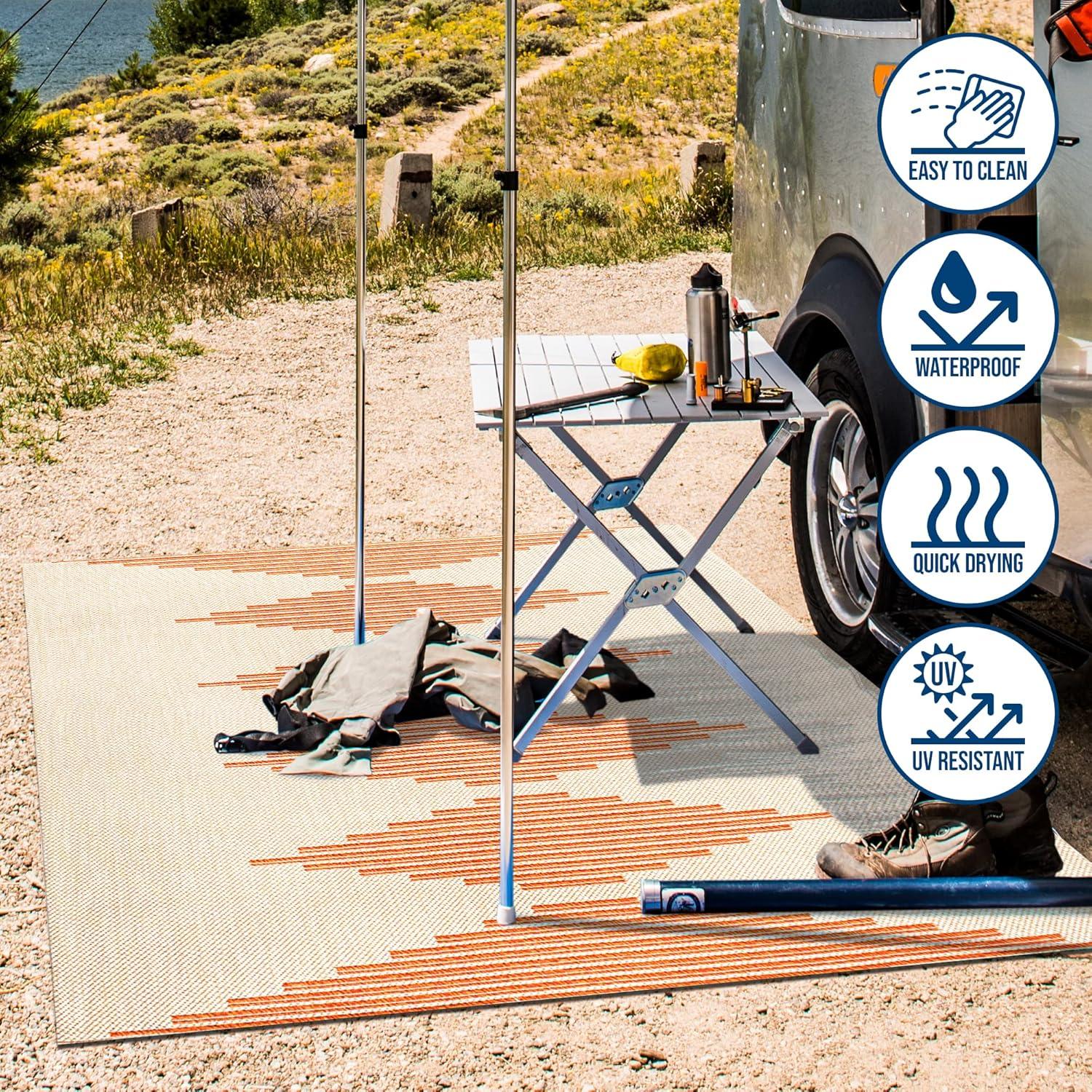 imageJONATHAN Y Diamond Stripe Indoor Outdoor Area Rug 8X10 BeigeOrange Vinales for Backyard Patio Porch EasyCleaning High Traffic PetFriendly NonShedding SMB204A8BeigeOrange