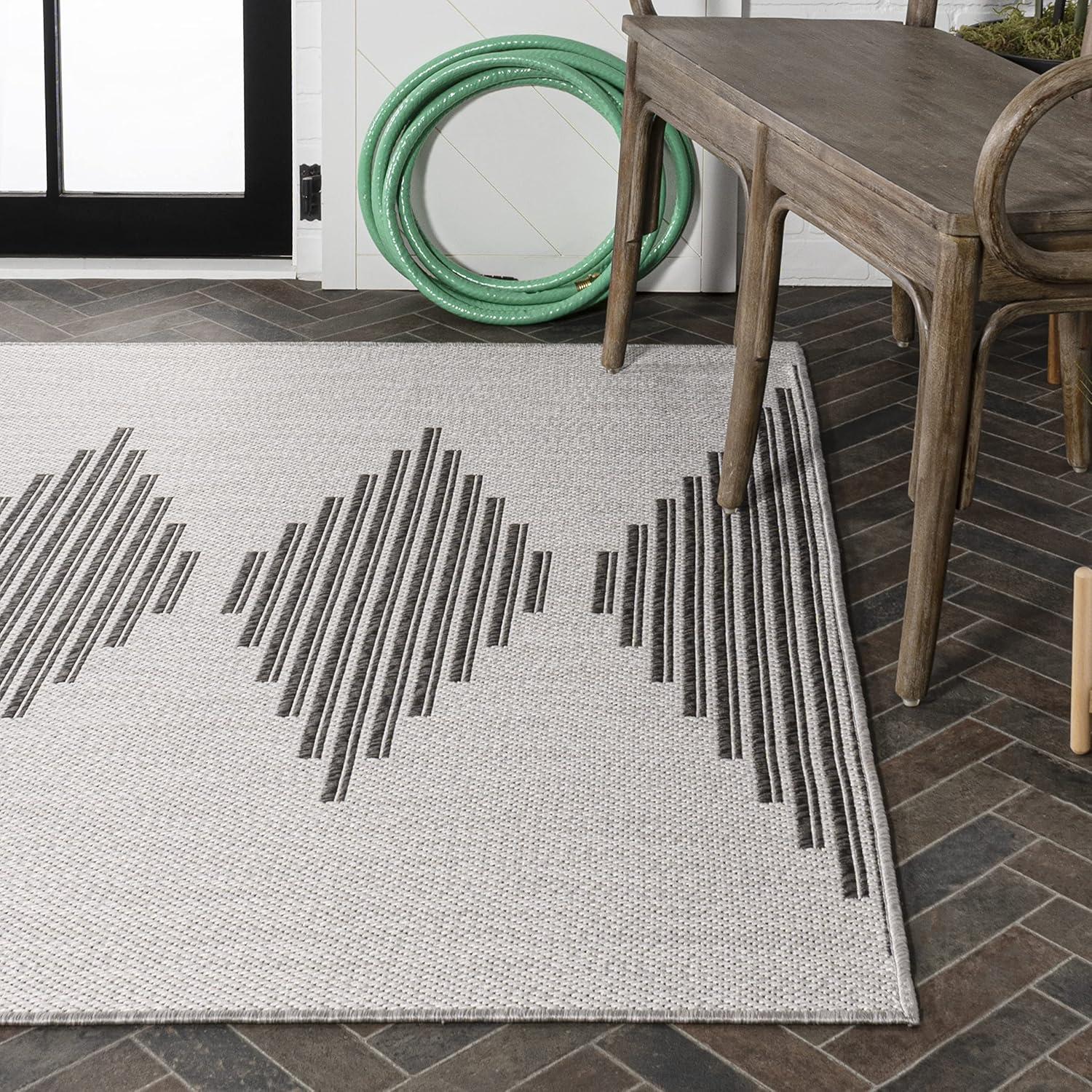 imageJONATHAN Y Diamond Stripe Indoor Outdoor Area Rug 8X10 BeigeOrange Vinales for Backyard Patio Porch EasyCleaning High Traffic PetFriendly NonShedding SMB204A8Light GrayBlack