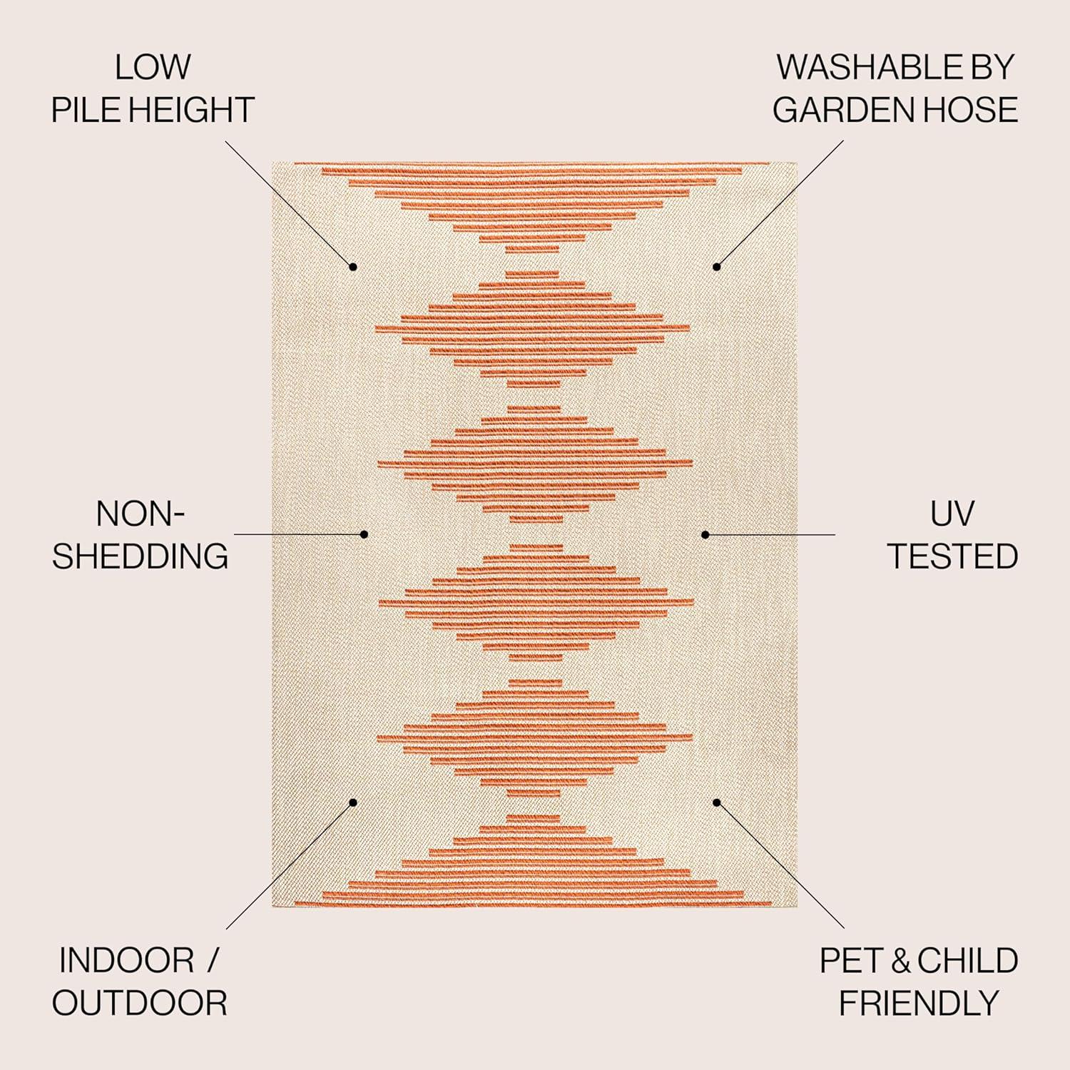 imageJONATHAN Y Diamond Stripe Indoor Outdoor Area Rug 8X10 BeigeOrange Vinales for Backyard Patio Porch EasyCleaning High Traffic PetFriendly NonShedding SMB204A8BeigeOrange