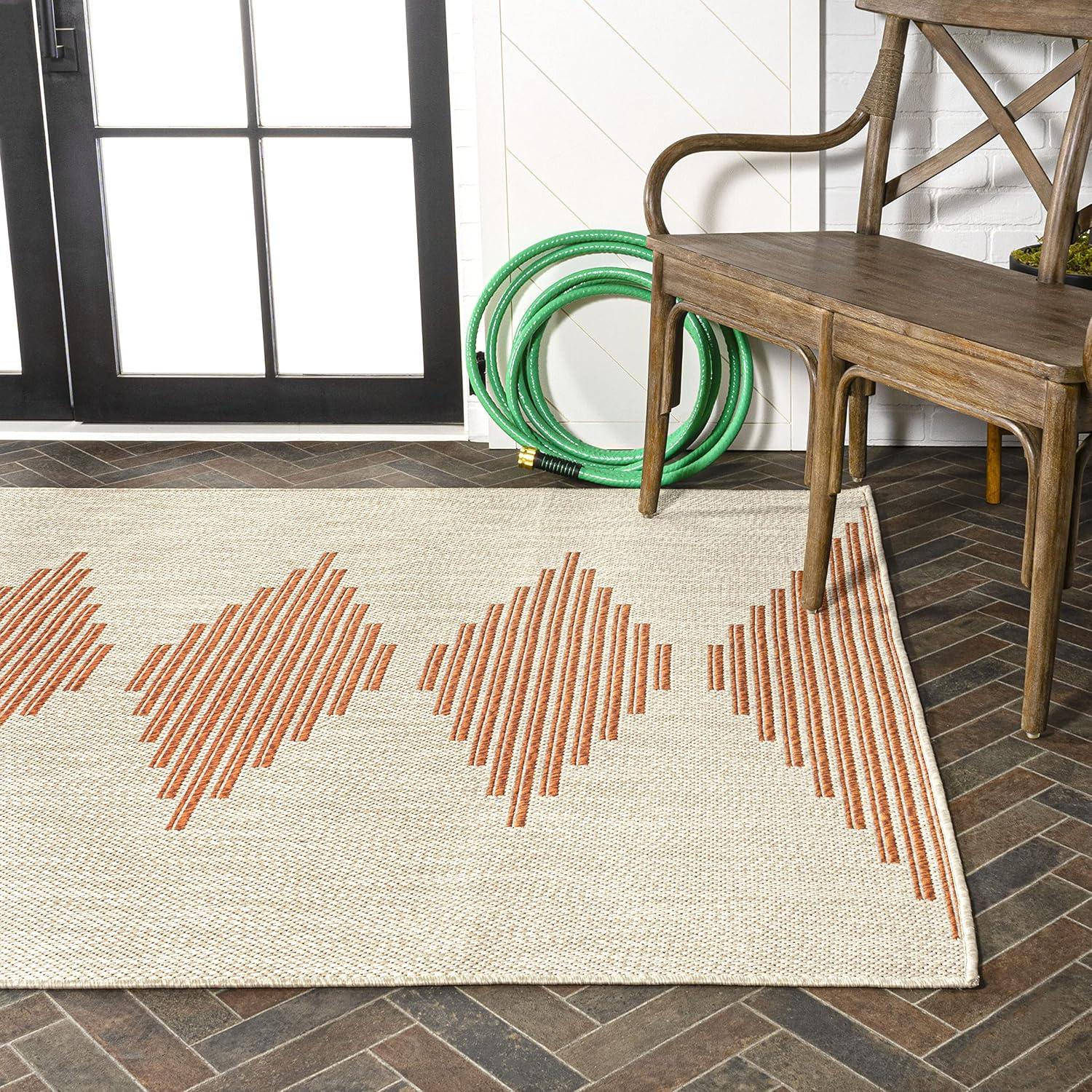 imageJONATHAN Y Diamond Stripe Indoor Outdoor Area Rug 8X10 BeigeOrange Vinales for Backyard Patio Porch EasyCleaning High Traffic PetFriendly NonShedding SMB204A8BeigeOrange
