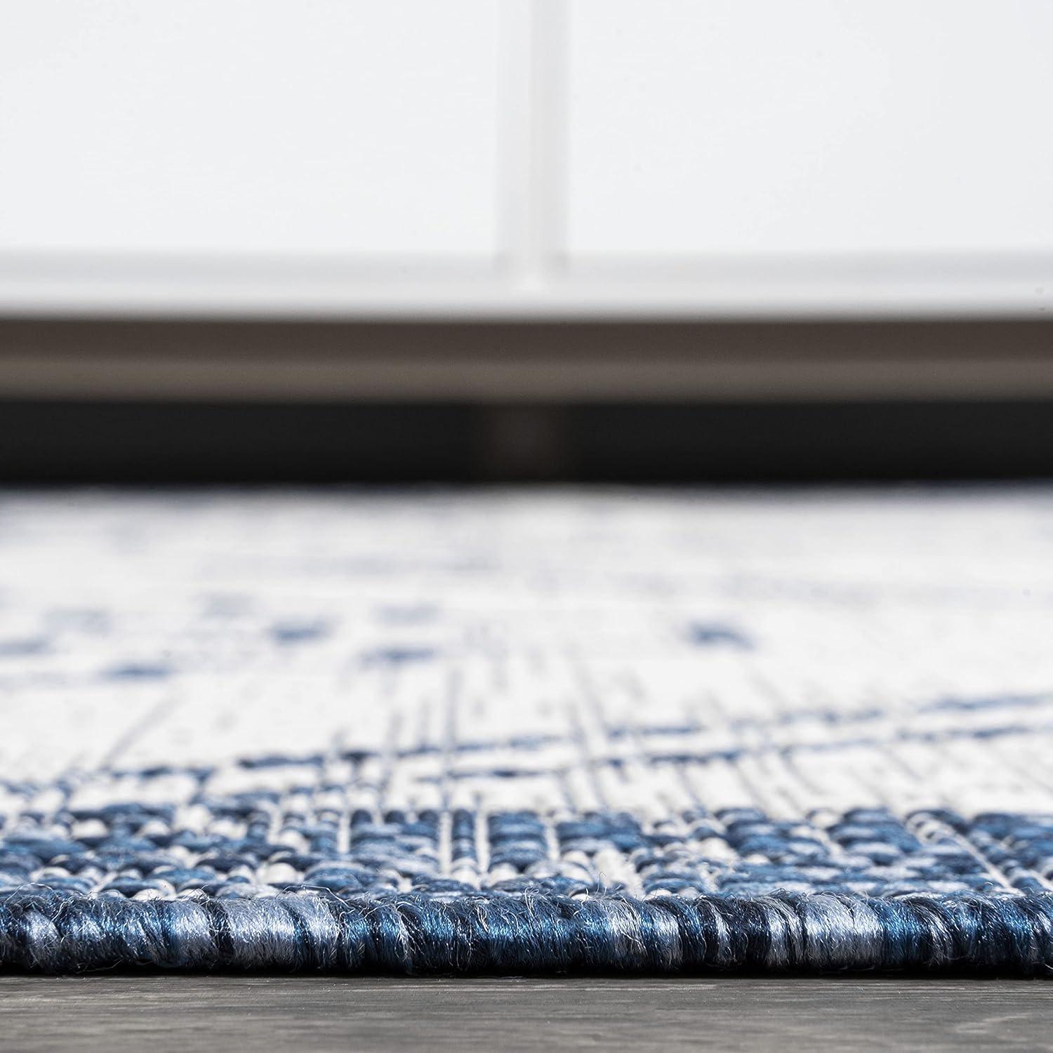 imageJONATHAN Y Diamond Tribal Medallion Indoor Outdoor Runner Rug 2X8 BlackIvory Marokko for Backyard Patio Porch EasyCleaning High Traffic PetFriendly NonShedding SMB127F28IvoryBlue