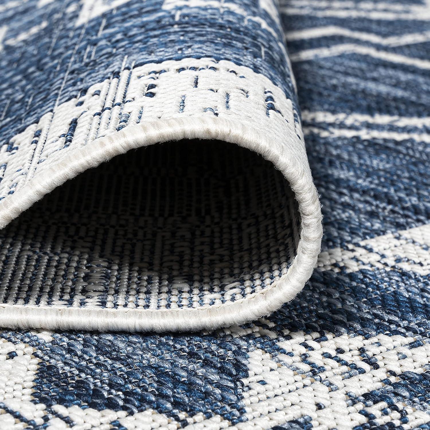 imageJONATHAN Y Diamond Tribal Medallion Indoor Outdoor Runner Rug 2X8 BlackIvory Marokko for Backyard Patio Porch EasyCleaning High Traffic PetFriendly NonShedding SMB127F28BlueIvory