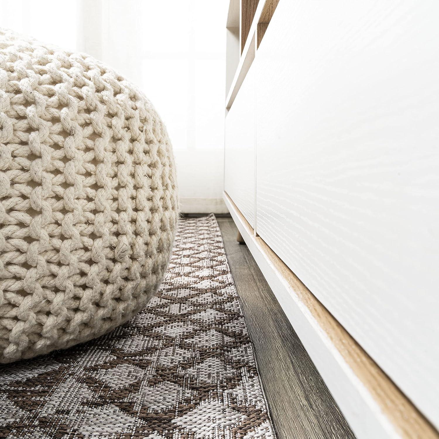 imageJONATHAN Y Diamond Tribal Medallion Indoor Outdoor Runner Rug 2X8 BlackIvory Marokko for Backyard Patio Porch EasyCleaning High Traffic PetFriendly NonShedding SMB127F28BeigeBrown