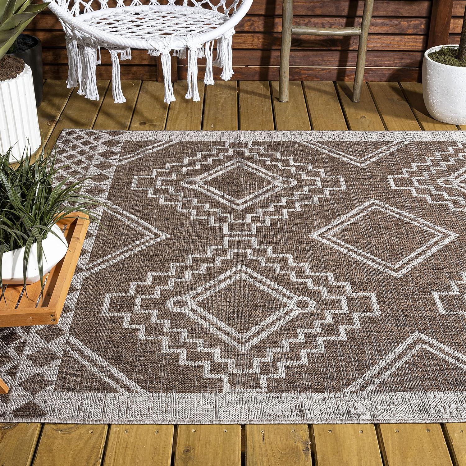 imageJONATHAN Y Diamond Tribal Medallion Indoor Outdoor Runner Rug 2X8 BlackIvory Marokko for Backyard Patio Porch EasyCleaning High Traffic PetFriendly NonShedding SMB127F28BrownBeige