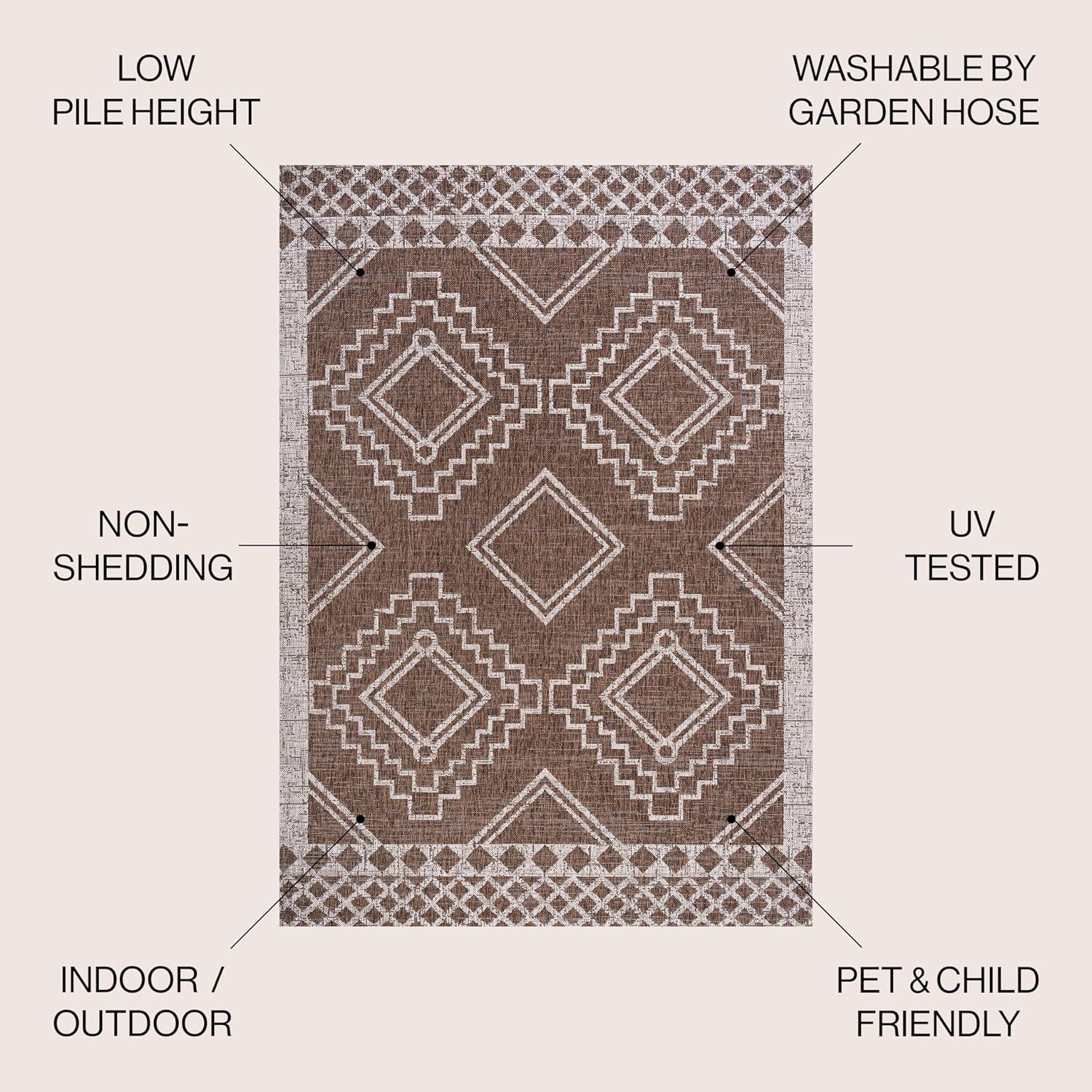 imageJONATHAN Y Diamond Tribal Medallion Indoor Outdoor Runner Rug 2X8 BlackIvory Marokko for Backyard Patio Porch EasyCleaning High Traffic PetFriendly NonShedding SMB127F28BrownBeige